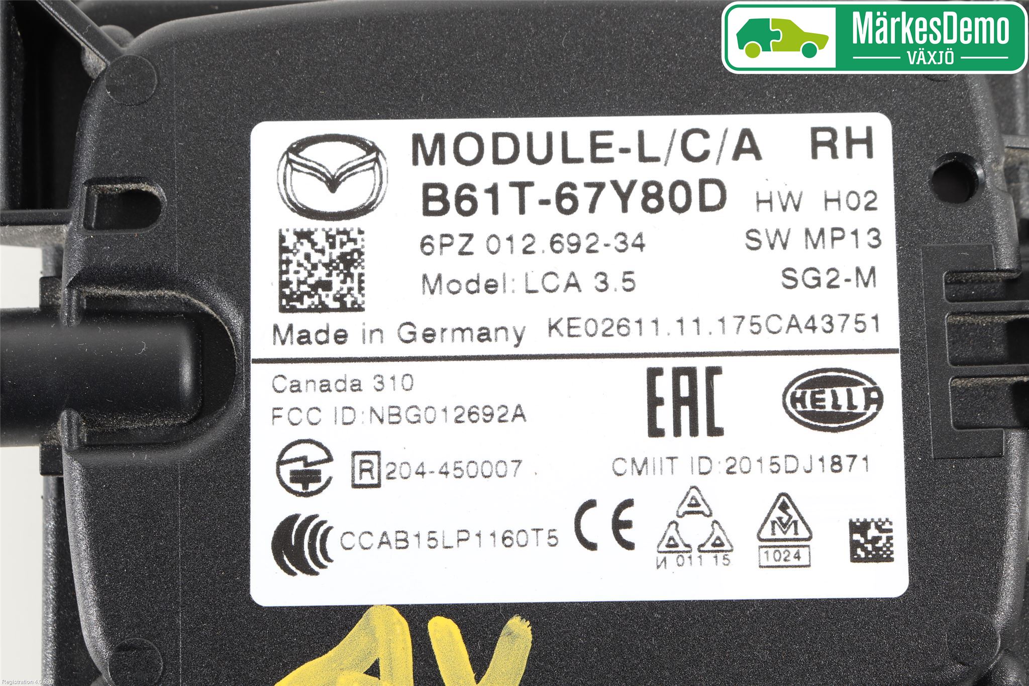Mazda 3 III 14-19 Sensor Kollisjonsbeskyttelse