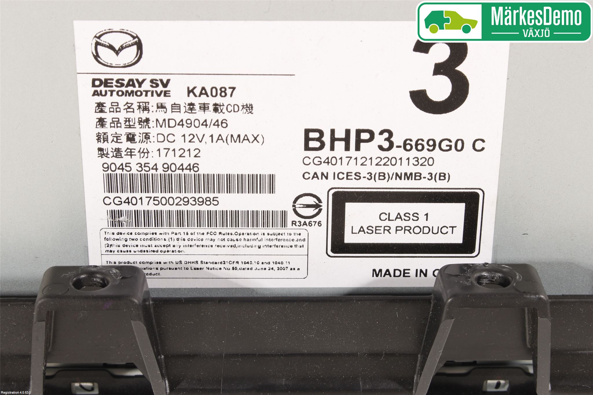 Mazda 3 III 14-19 Stereo Radio Med Cd