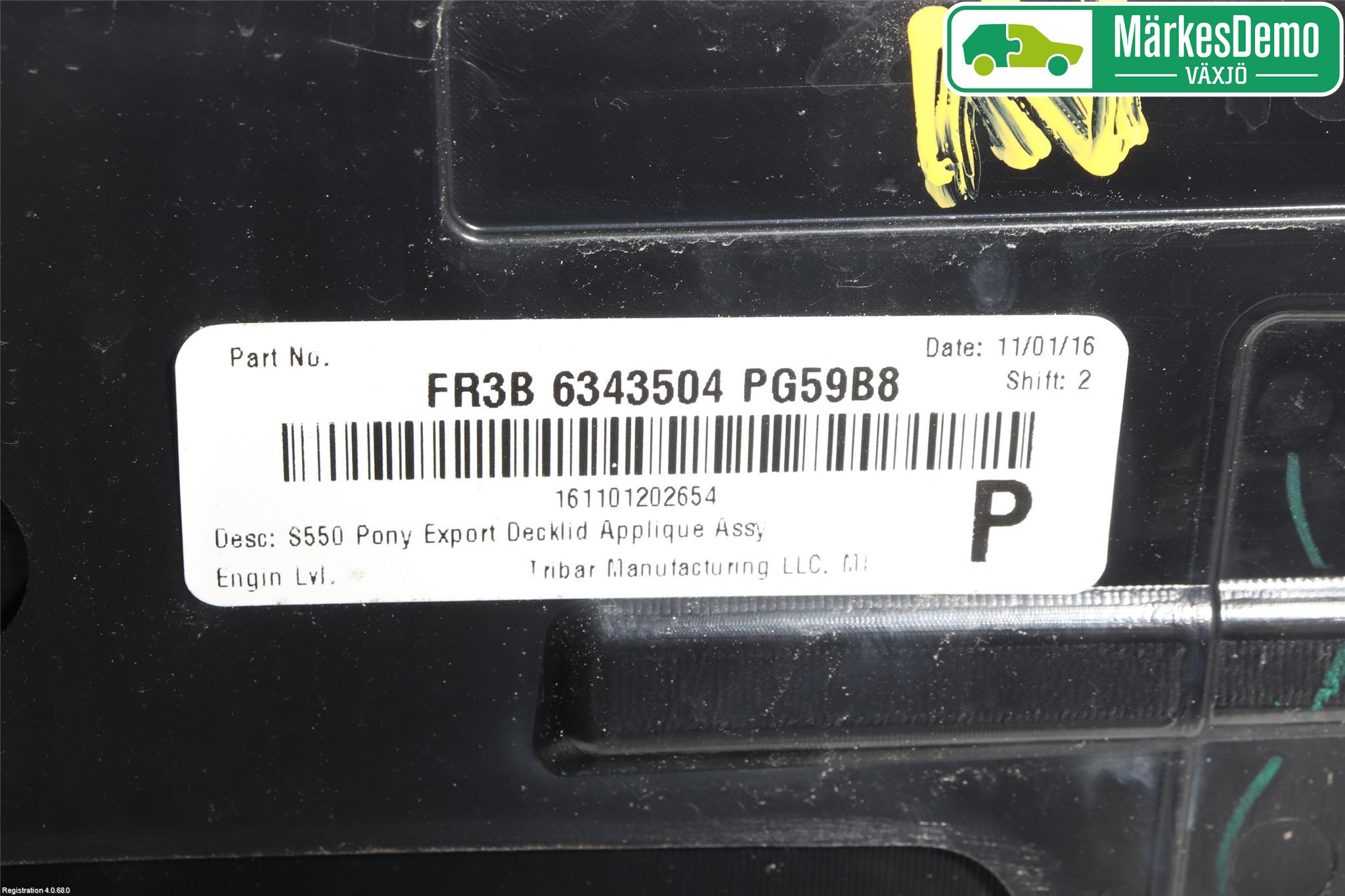 Ford MUSTANG VI 15-22 Refleksplate - Skiltplate