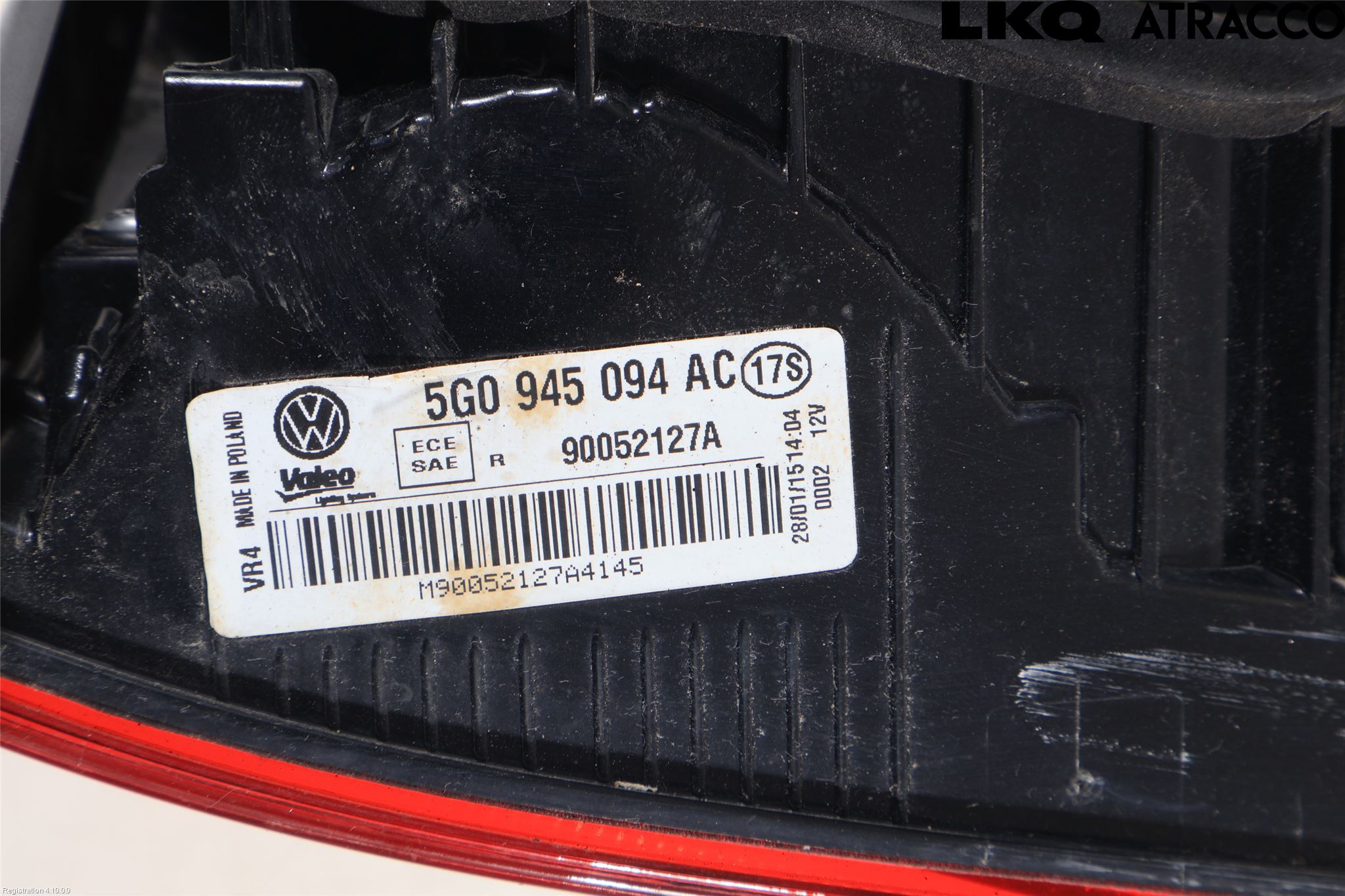 Volkswagen VW GOLF / E-GOLF VII 13-20 Baklykt Høyre  På Luke(Indre)