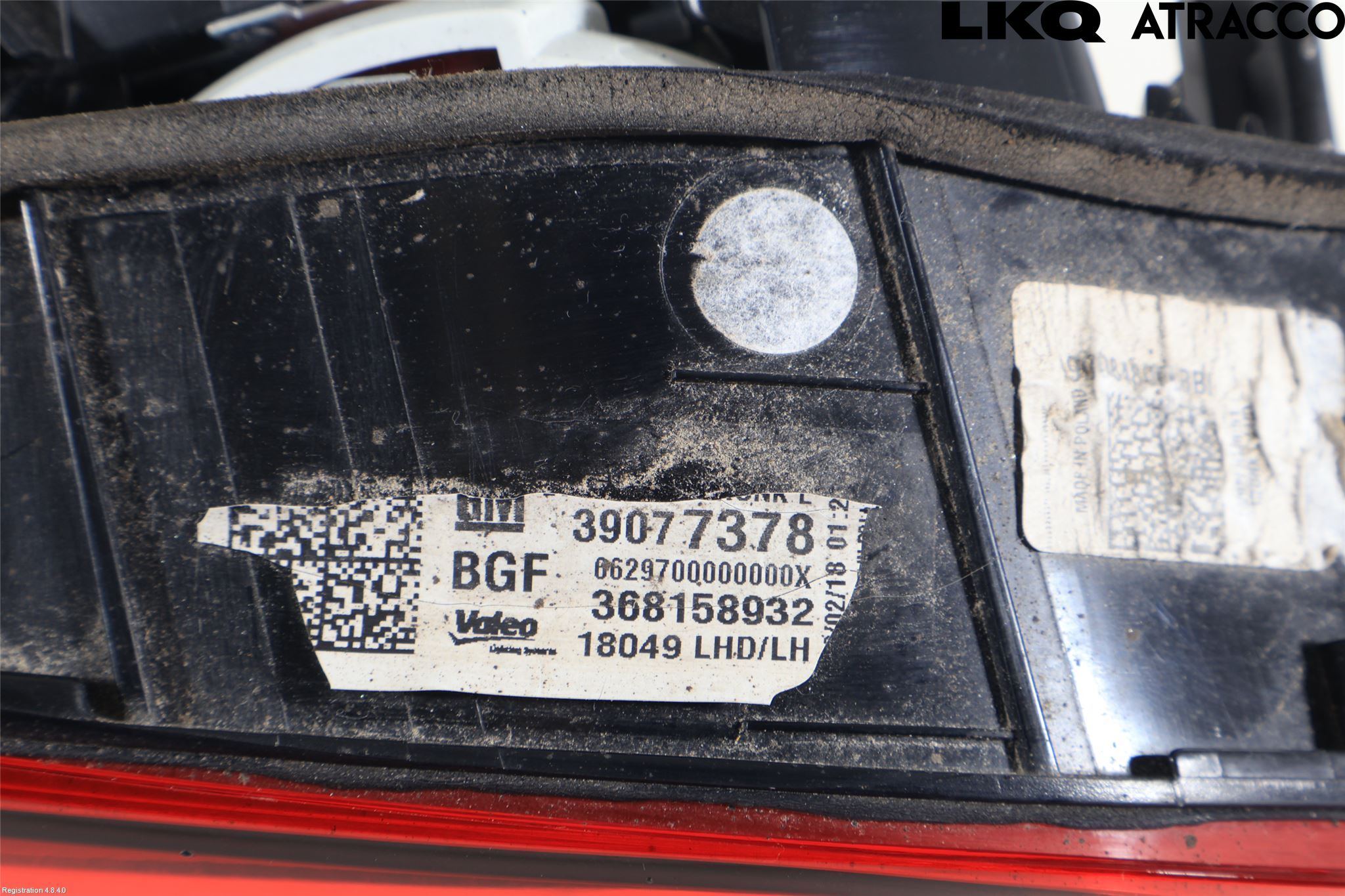 Opel ASTRA K 16-22 Baklykt Venstre  På Luke(Indre