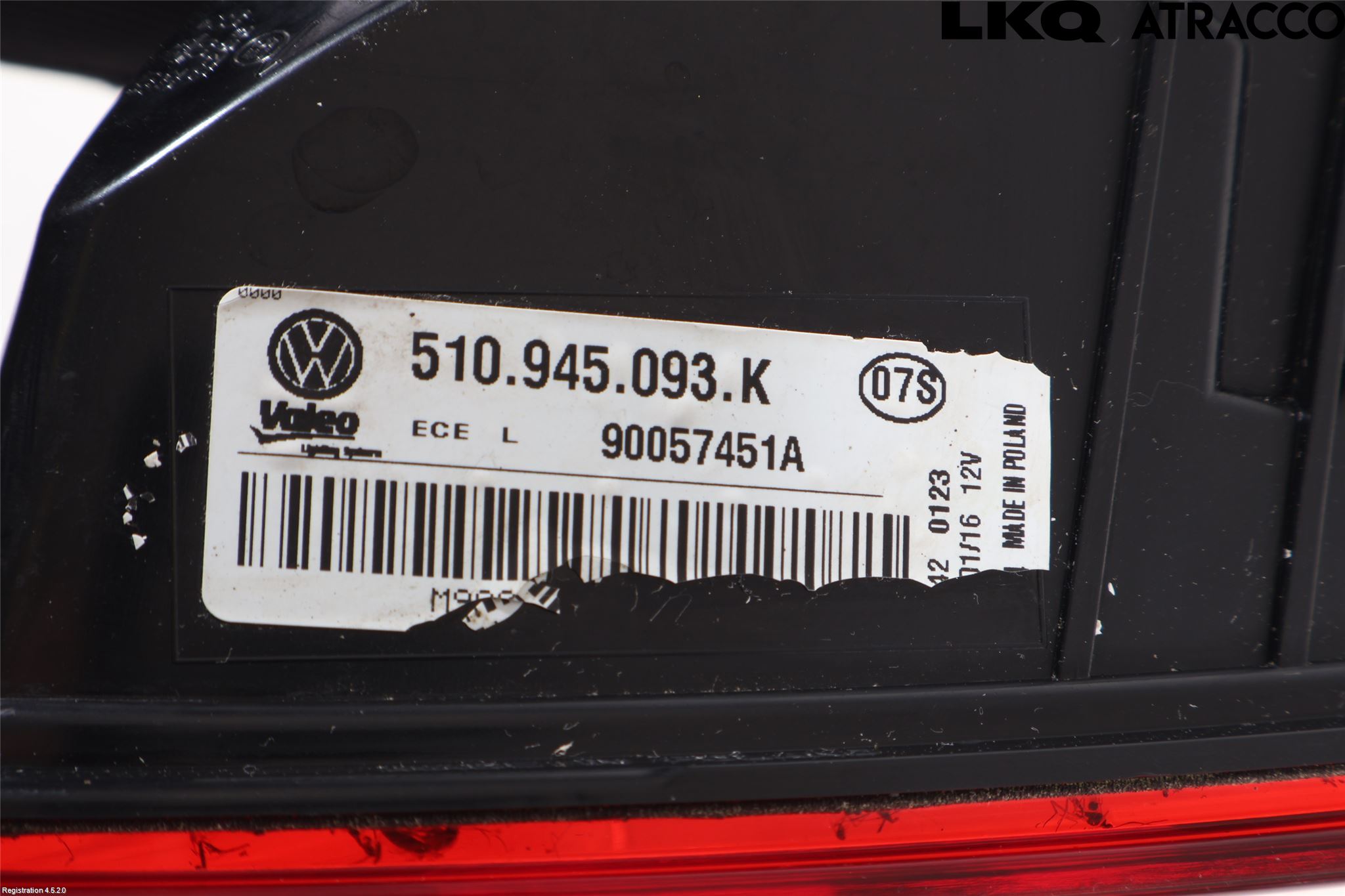 Volkswagen VW GOLF SPORTSVAN 15-20 Baklykt Venstre  På Luke(Indre