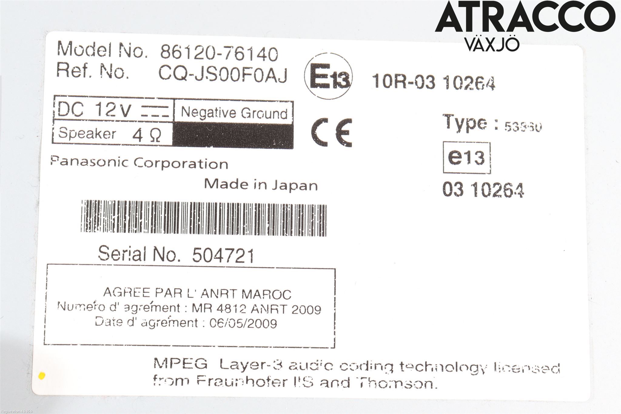 Lexus CT 200h Stereo Radio Med Cd