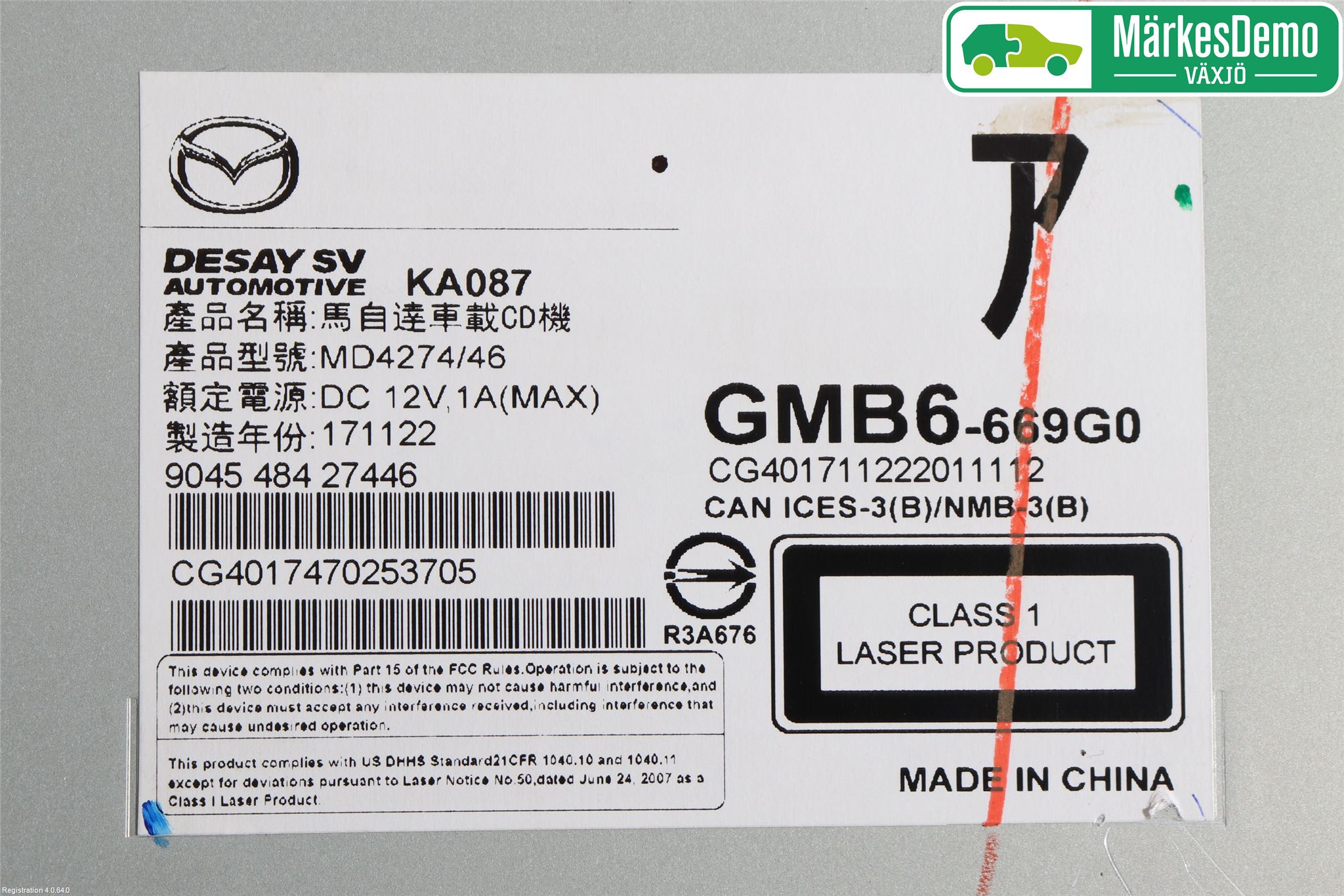 Mazda 6 13- Stereo Radio Med Cd