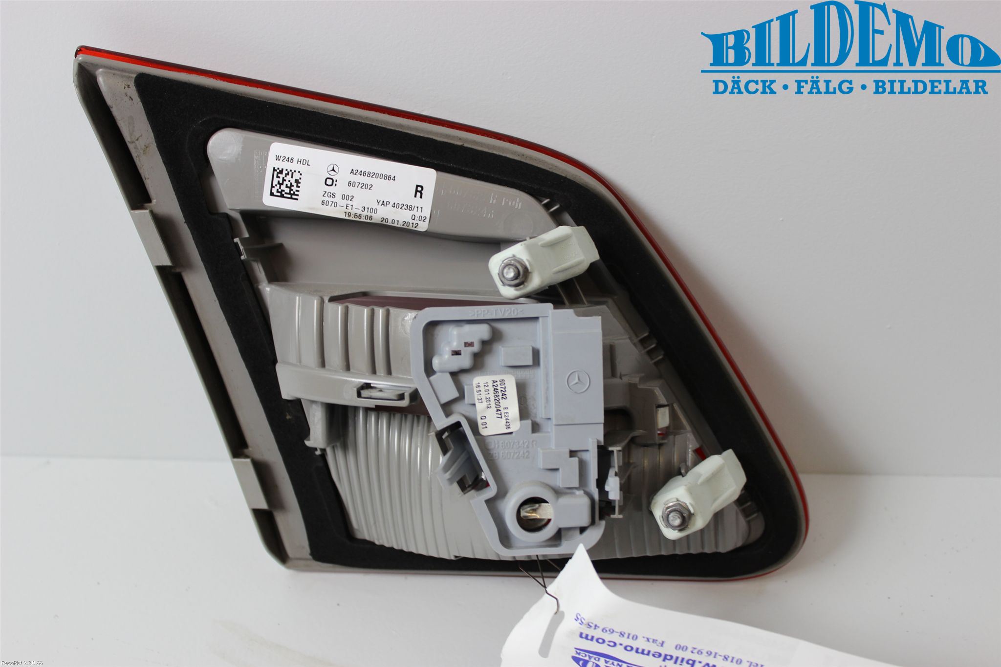 Mercedes-Benz MB B-KLASS (W246/W242) 12-19 Baklykt Høyre  På Luke(Indre)