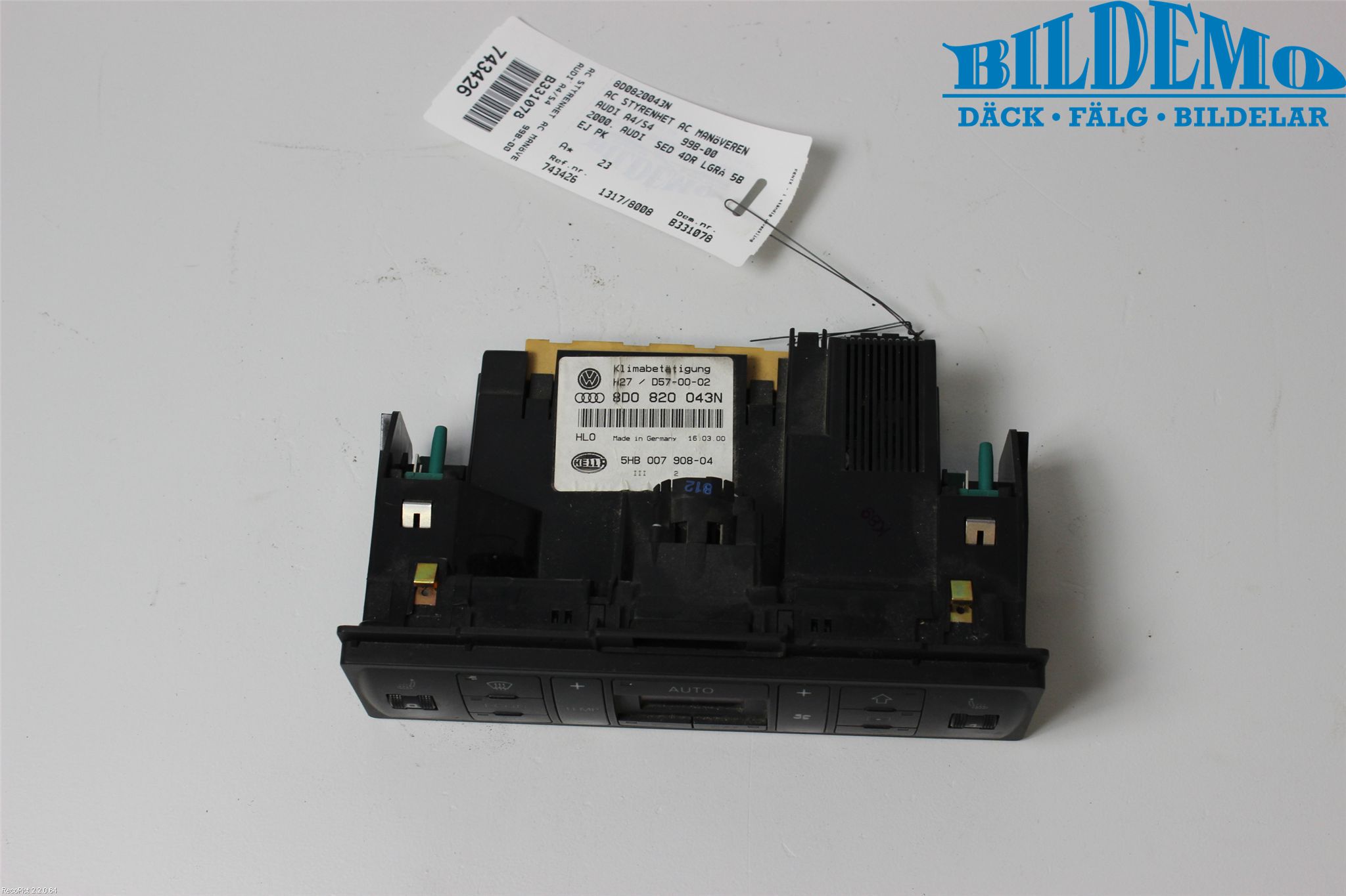 Audi A4/S4 99B-00 Varme Ac Betjening-Display
