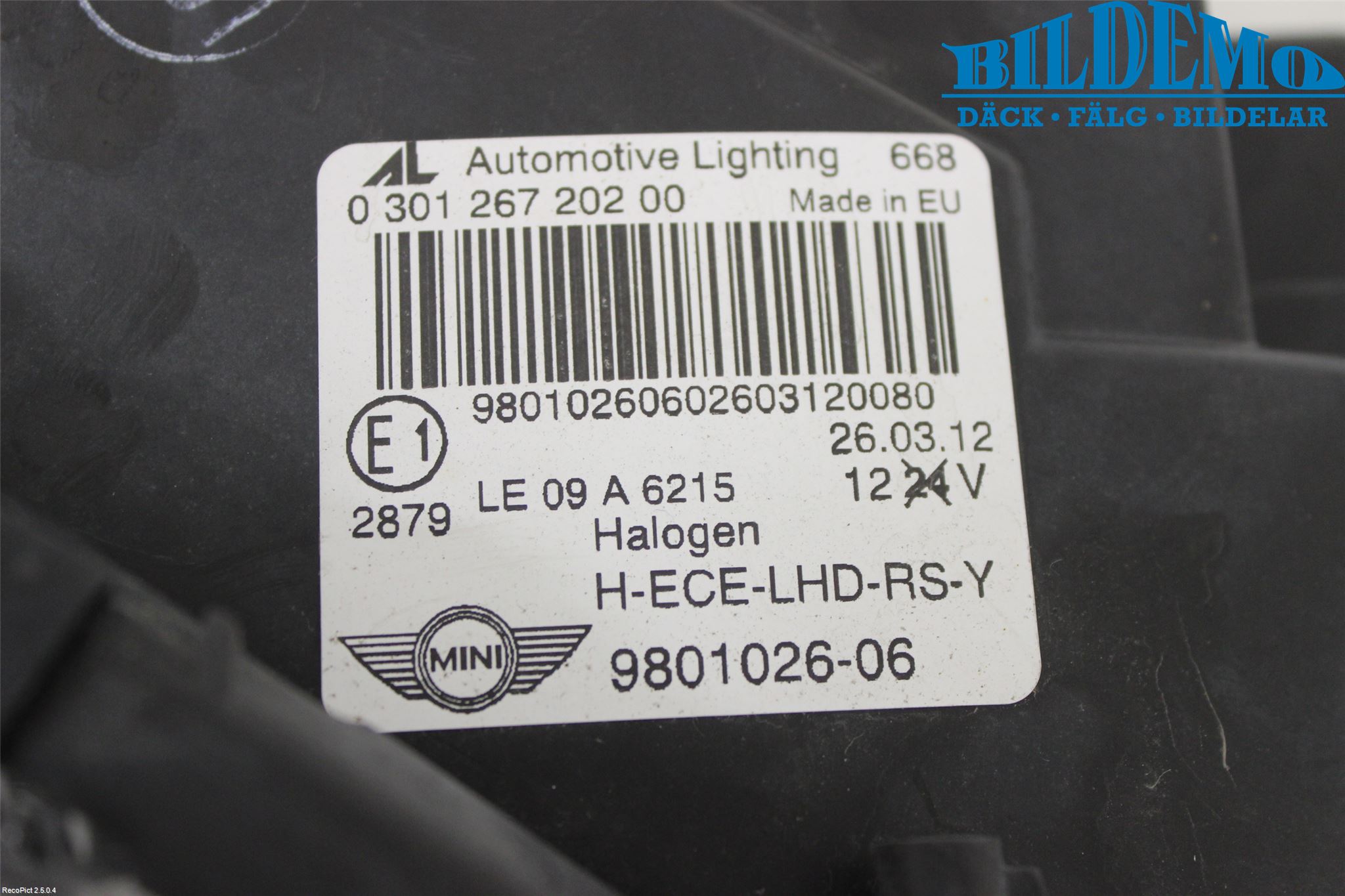 Mini COUNTRYMAN R60 11-16 Frontlykt Høyre