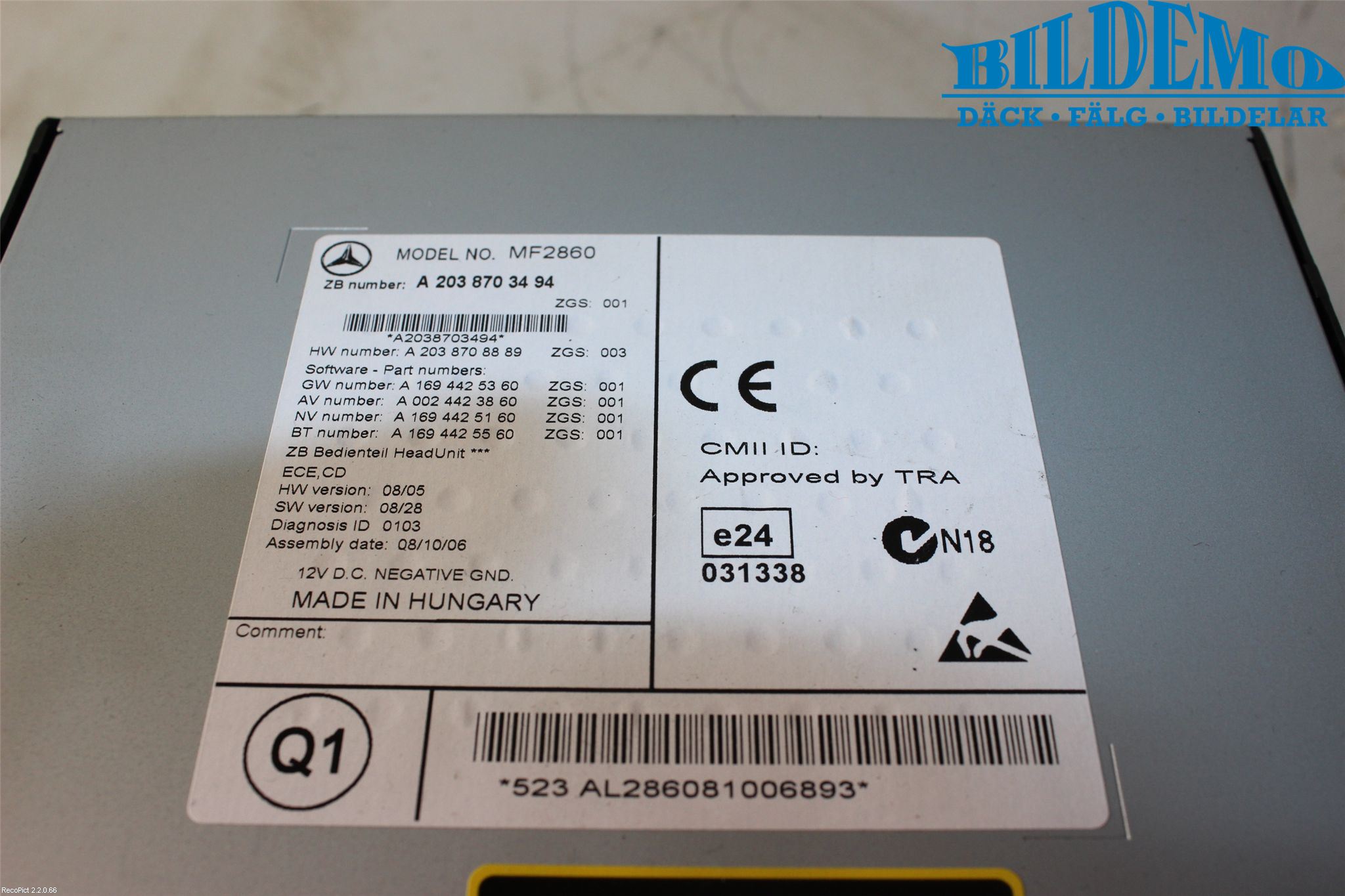 Mercedes-Benz MB C-KLASS (W204) 07-15 Stereo Radio Med Cd