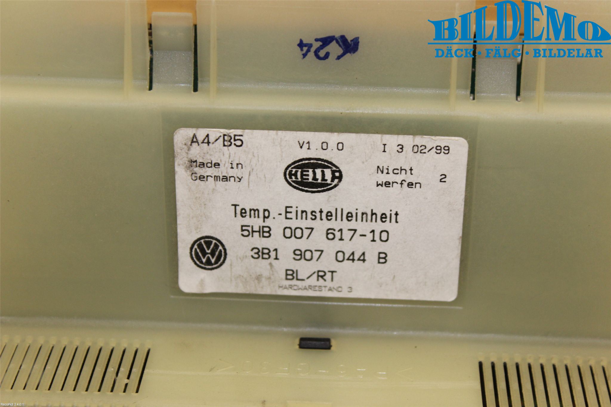Volkswagen VW BORA Varme Ac Betjening-Display