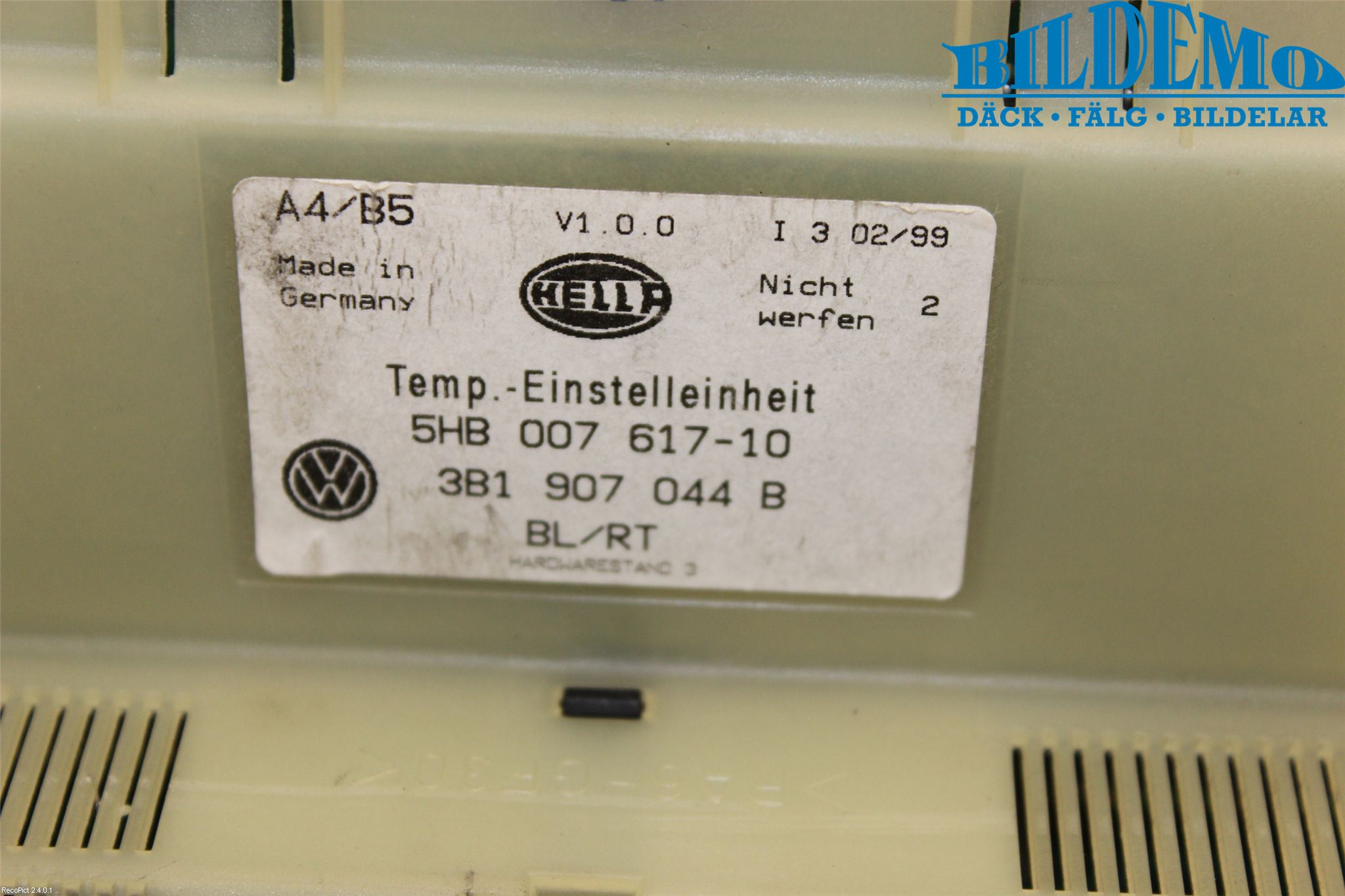 Volkswagen VW BORA Varme Ac Betjening-Display