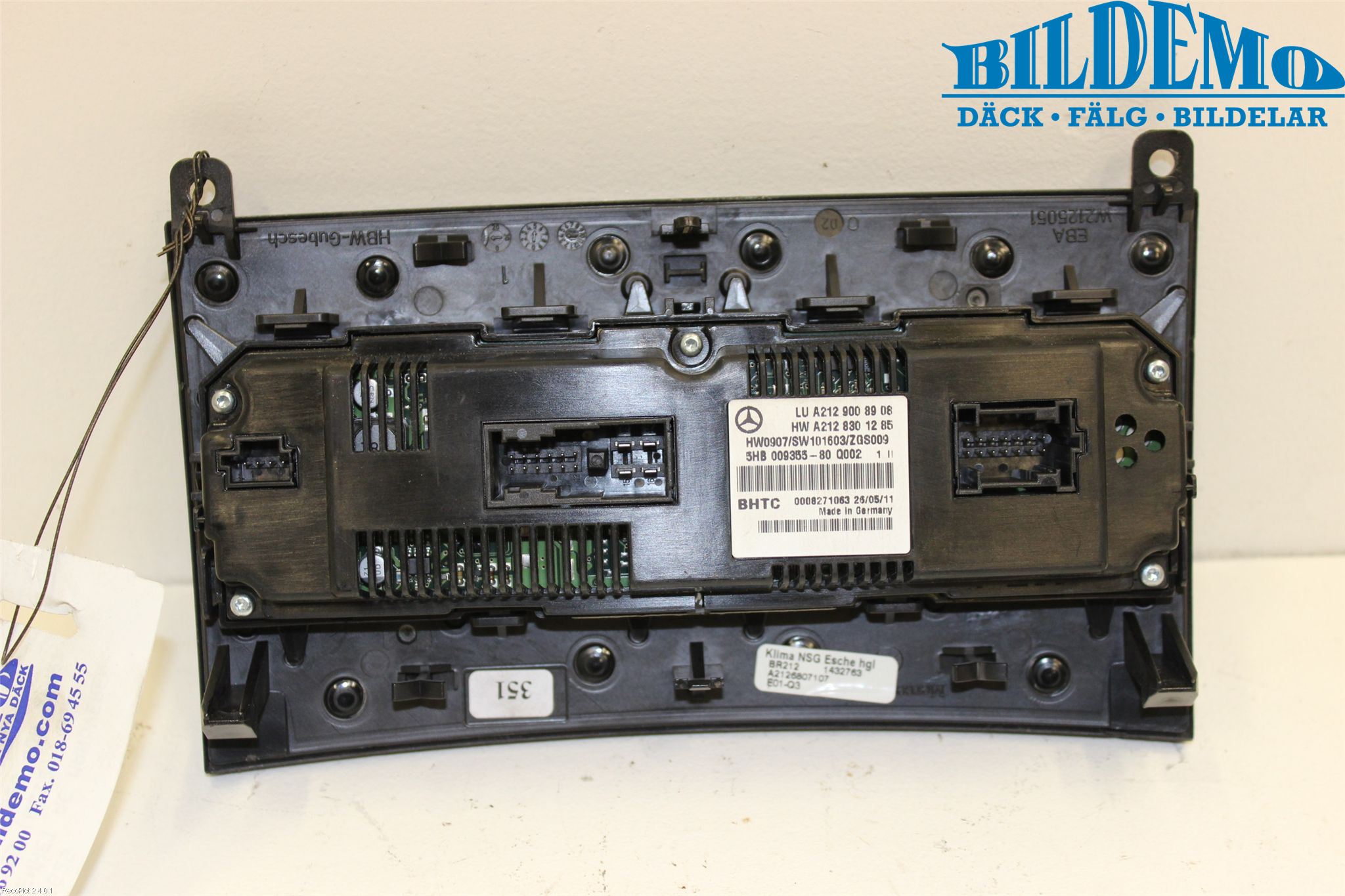 Mercedes-Benz MB E-KLASS (W212) 09-16 Varme Ac Betjening-Display