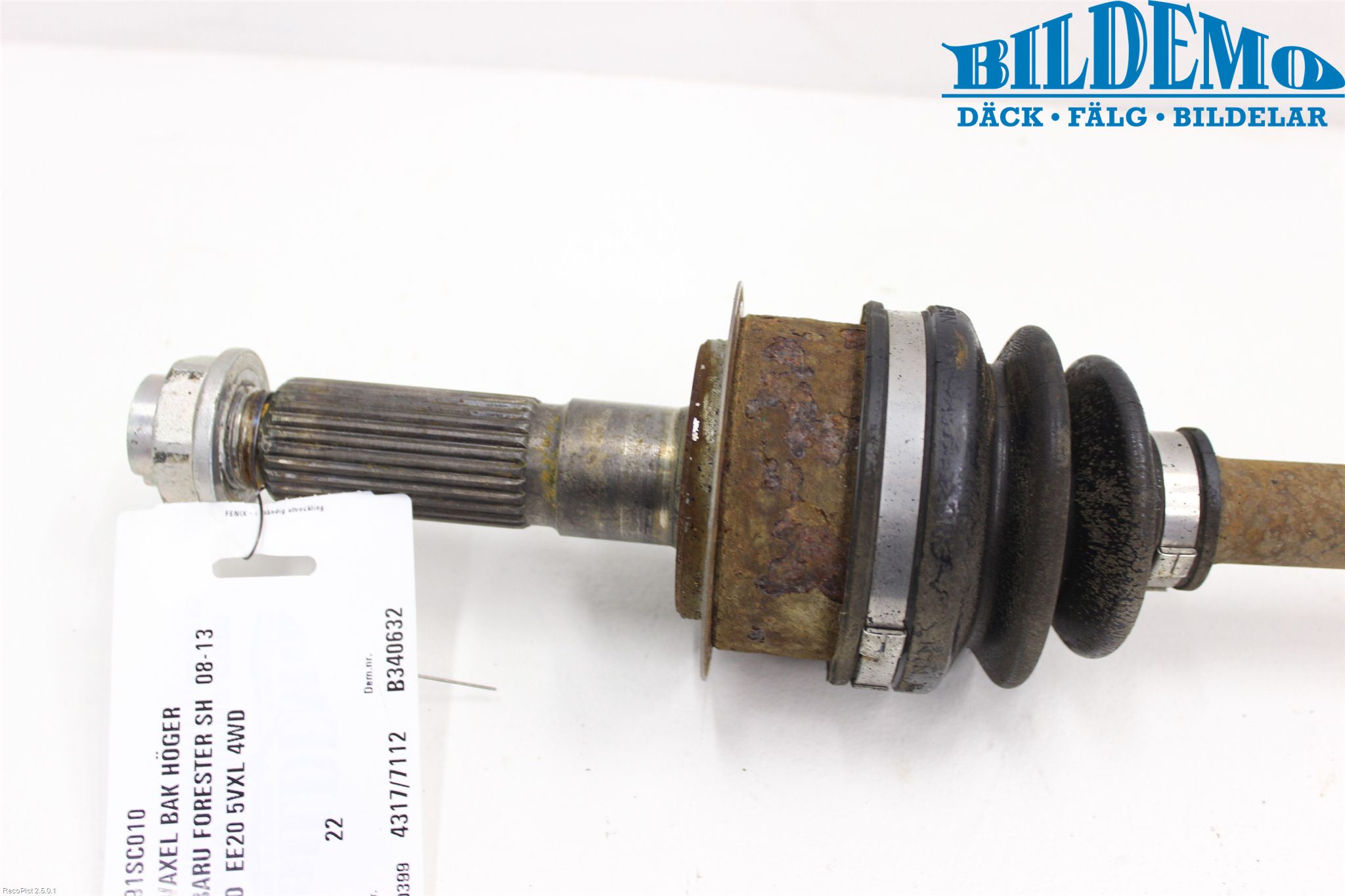 Subaru FORESTER SH  08-13 Drivaksel Bak Kompl Høyre