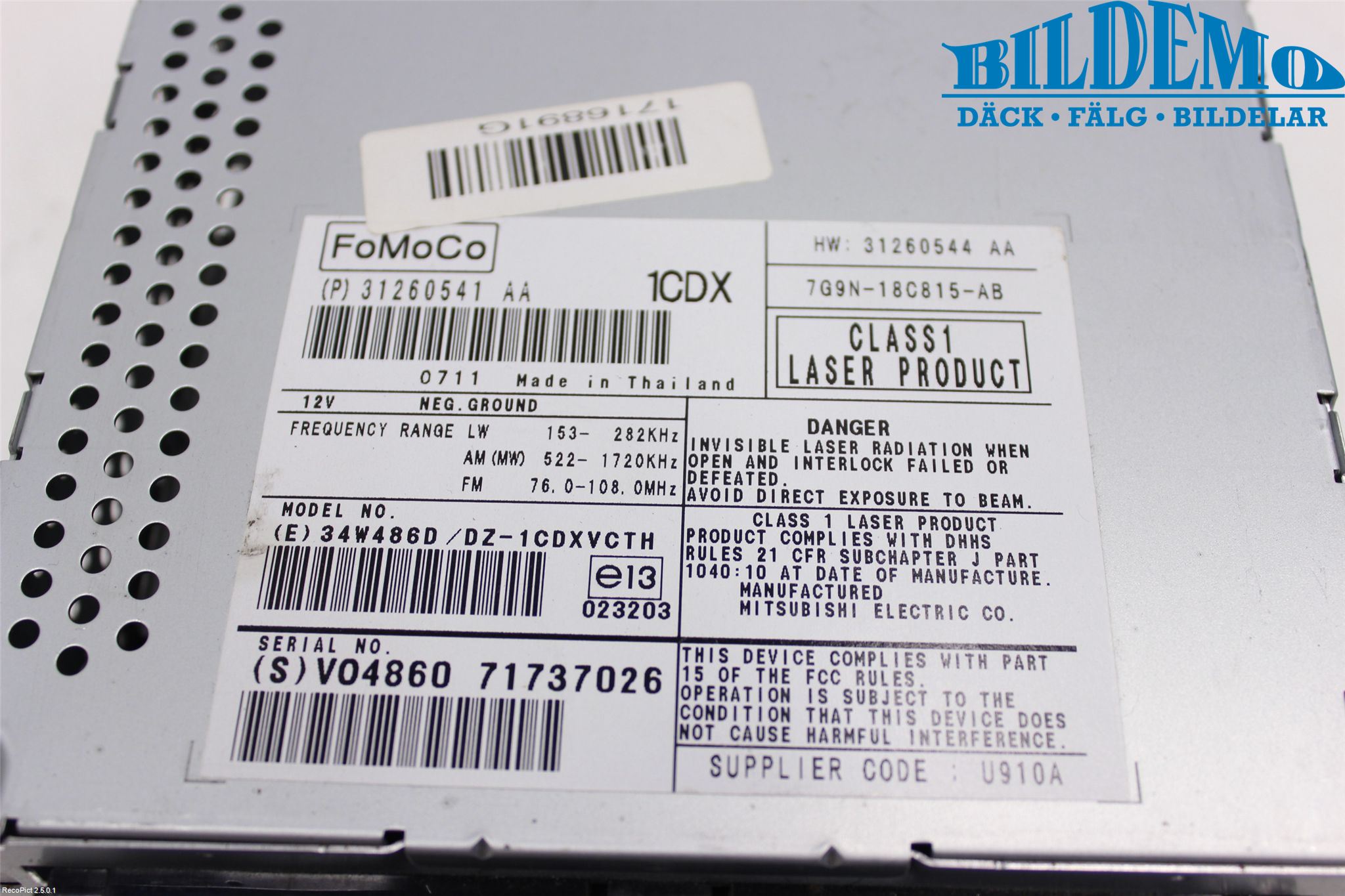 Volvo V70 08-13 Stereo Radio Med Cd