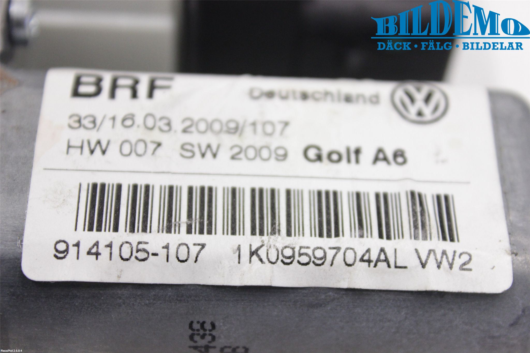 Volkswagen VW GOLF VI 09-13 Vindusheismotor