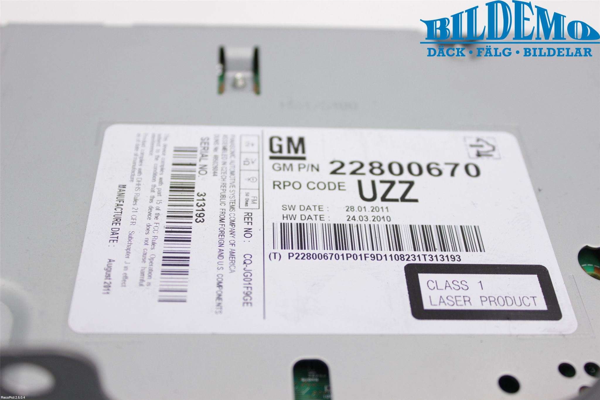 Opel INSIGNIA 09-16 Stereo Radio Med Cd