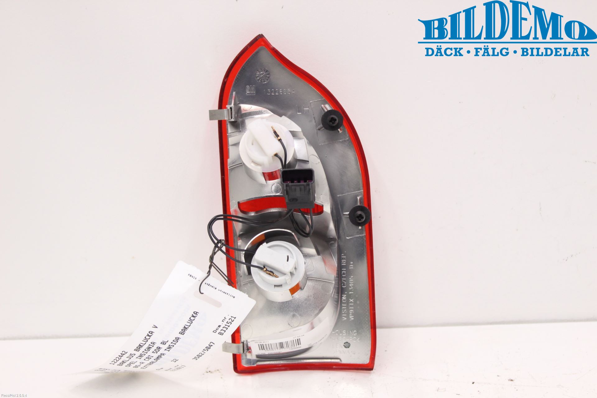 Opel INSIGNIA 09-16 Baklykt Venstre  På Luke(Indre