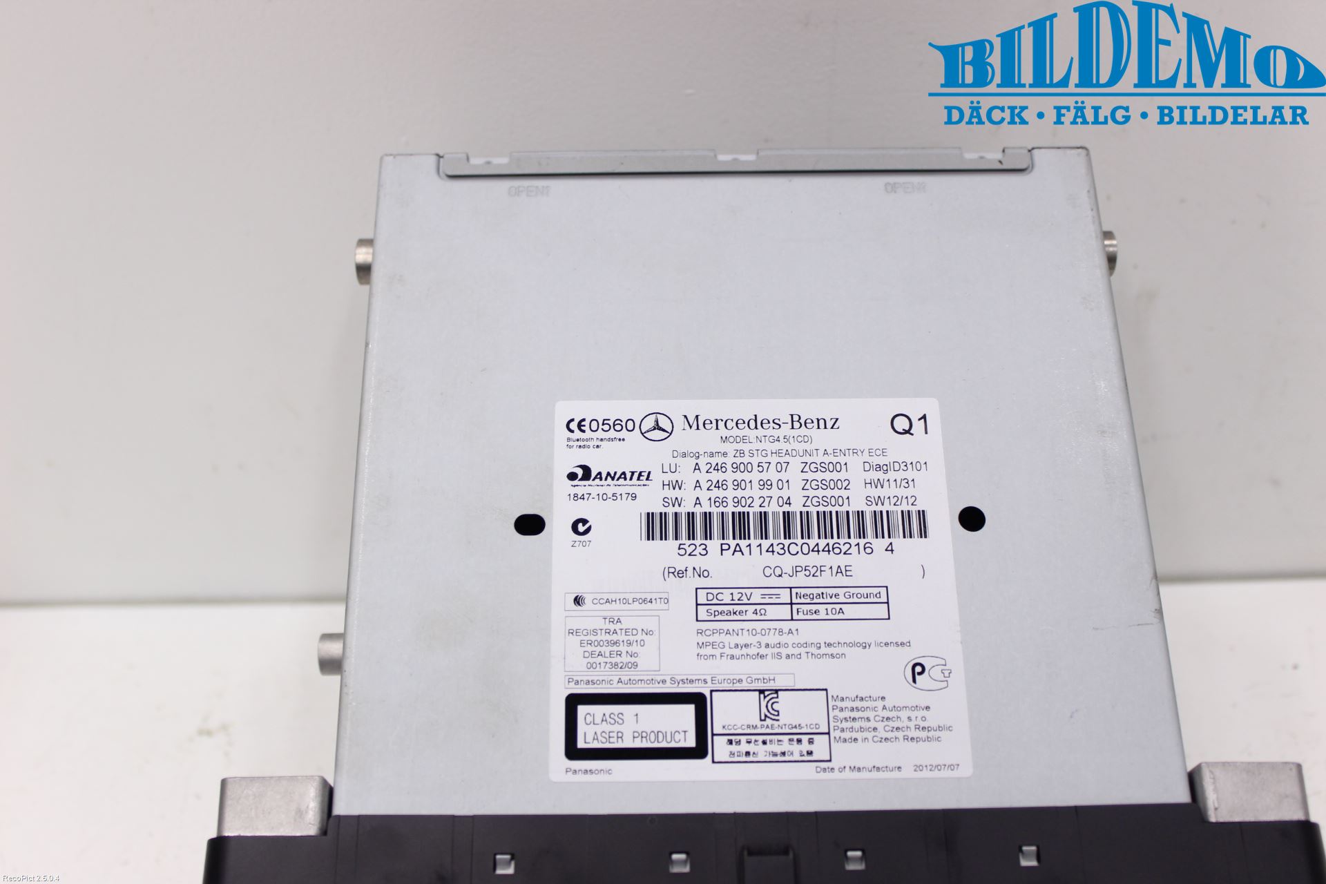 Mercedes-Benz MB B-KLASS (W246/W242) 12-19 Stereo Radio Med Cd
