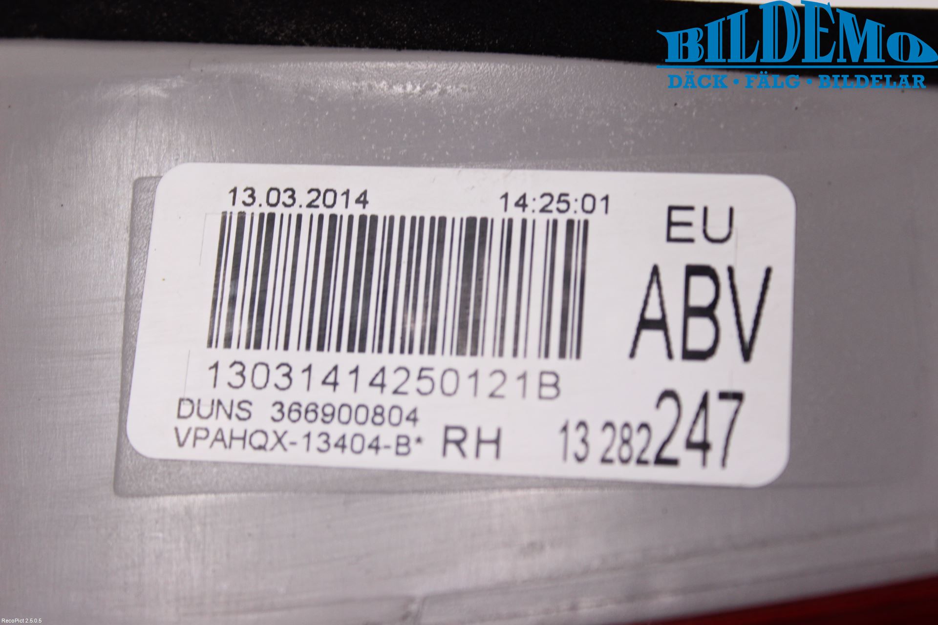 Opel ASTRA J 10-15 Baklykt Høyre  På Luke(Indre)