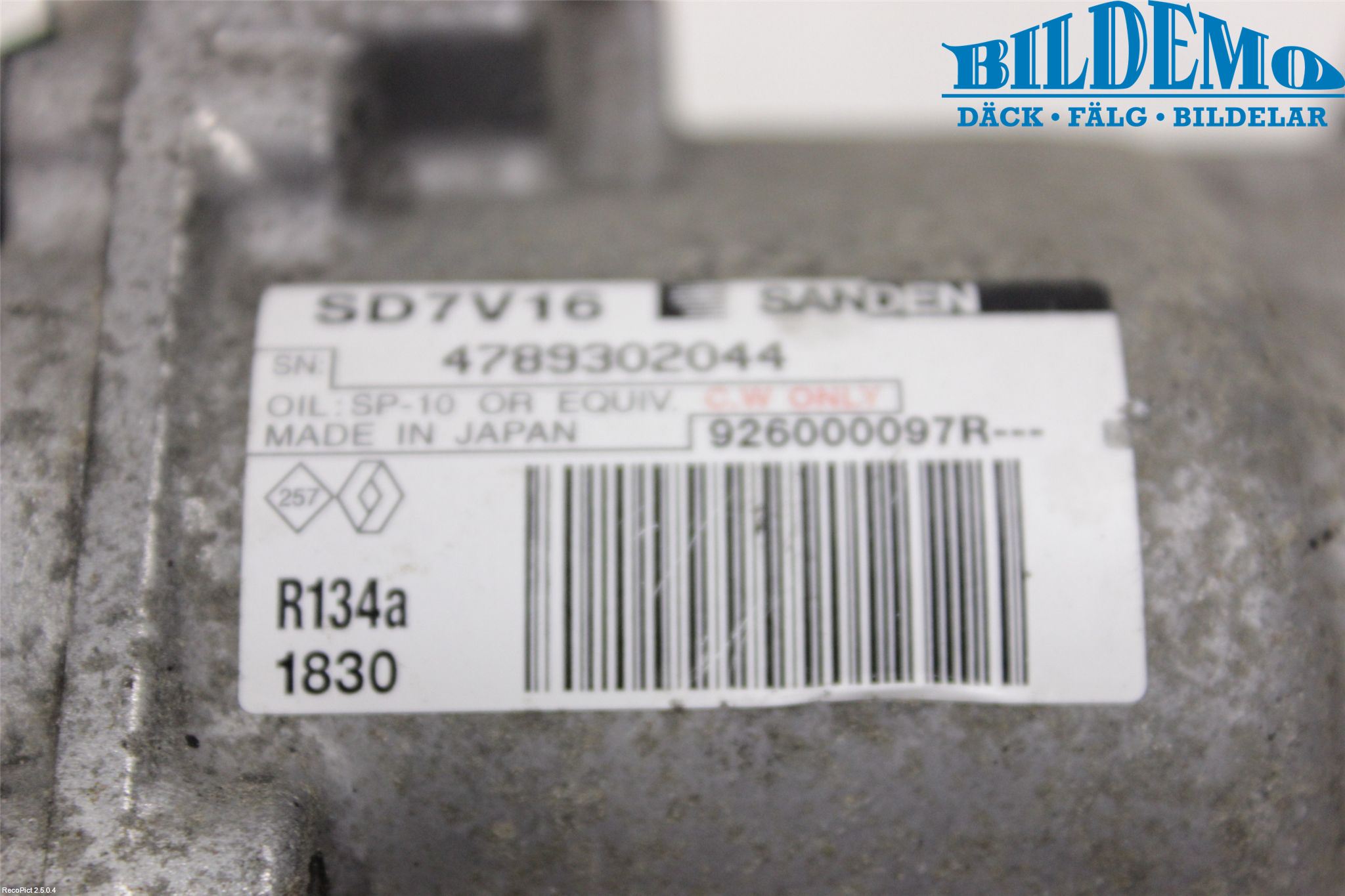 Dacia SANDERO 09-13 Varme Ac Kompressor