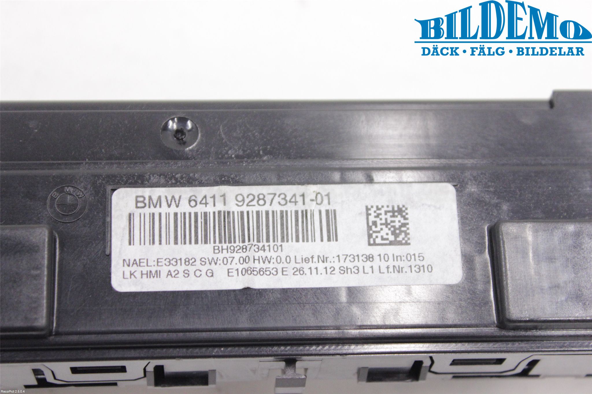 BMW 3 F30/F31/F80 12-19 Varme Ac Betjening-Display