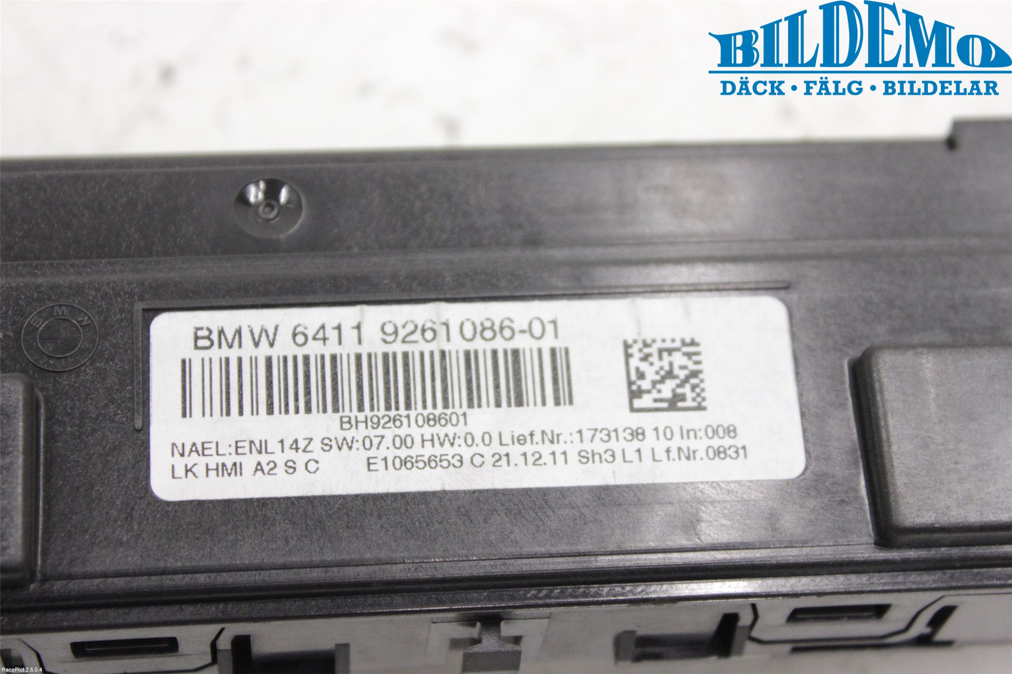 BMW 1 F20/F21 11-19 Varme Ac Betjening-Display