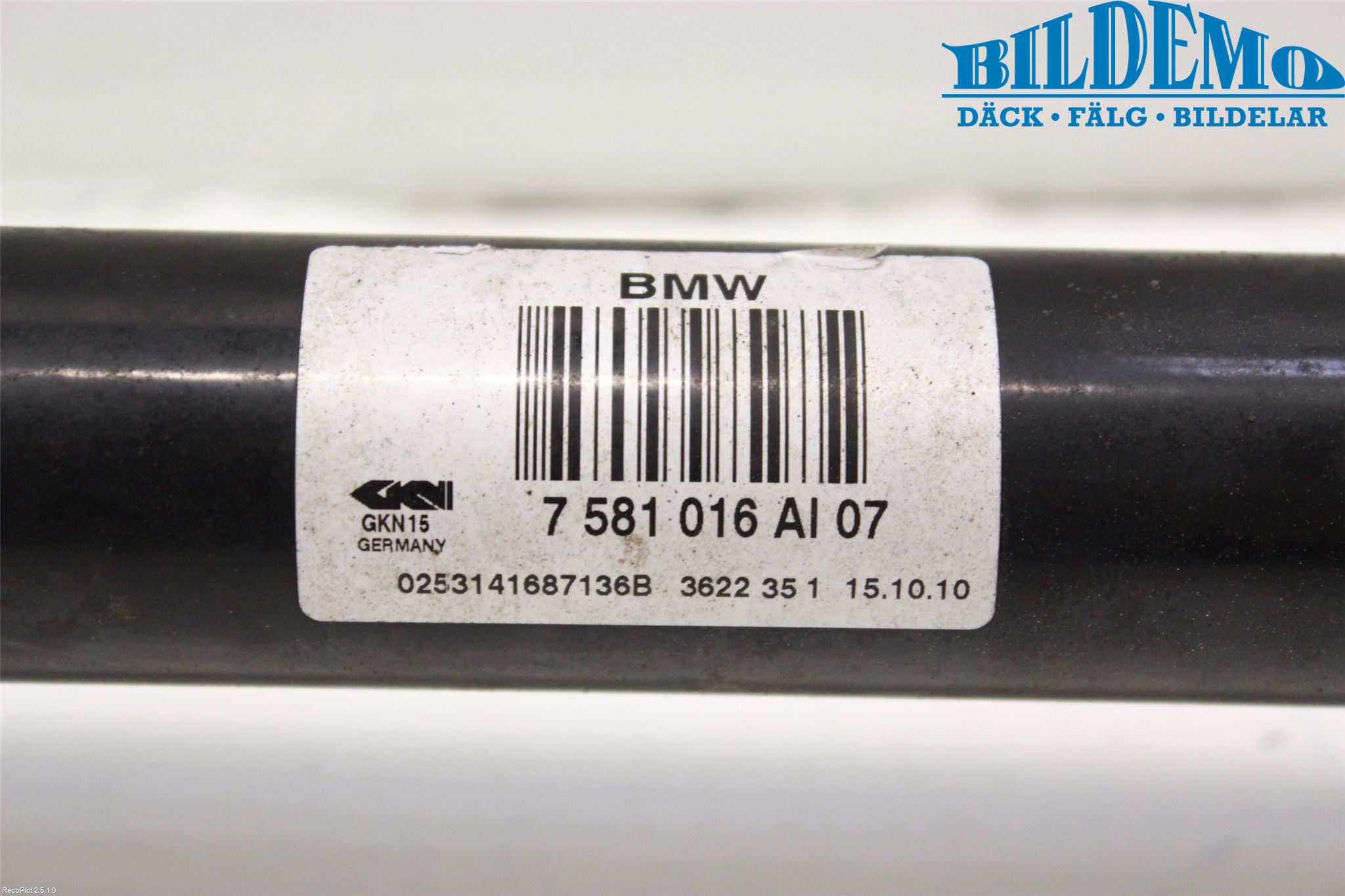 BMW 5 F10/F11/F18 09-17 Drivaksel Bak Kompl Høyre