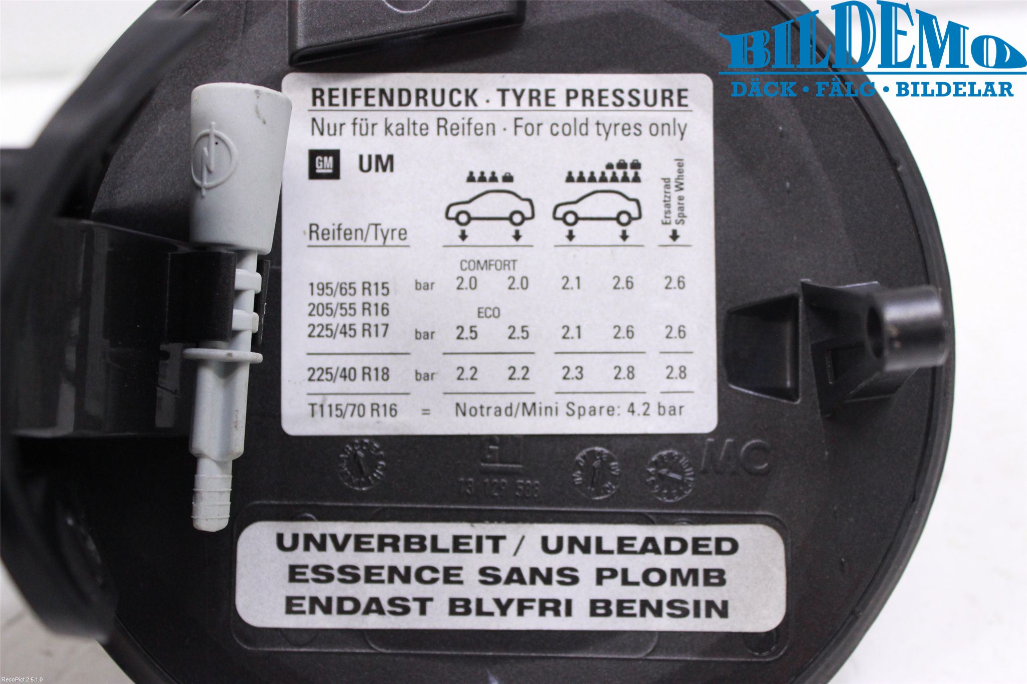 Opel ZAFIRA B 06-14 Drivstoff Tankluke