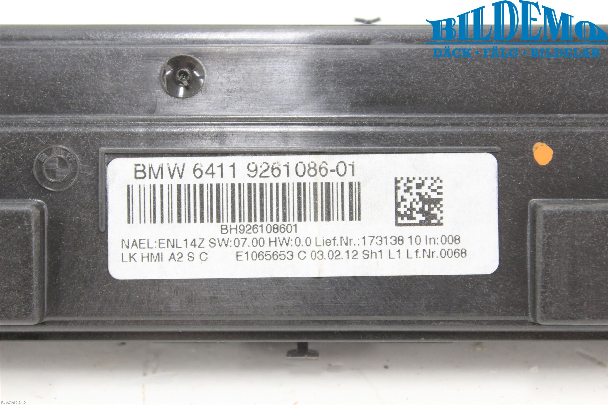 BMW 3 F30/F31/F80 12-19 Varme Ac Betjening-Display
