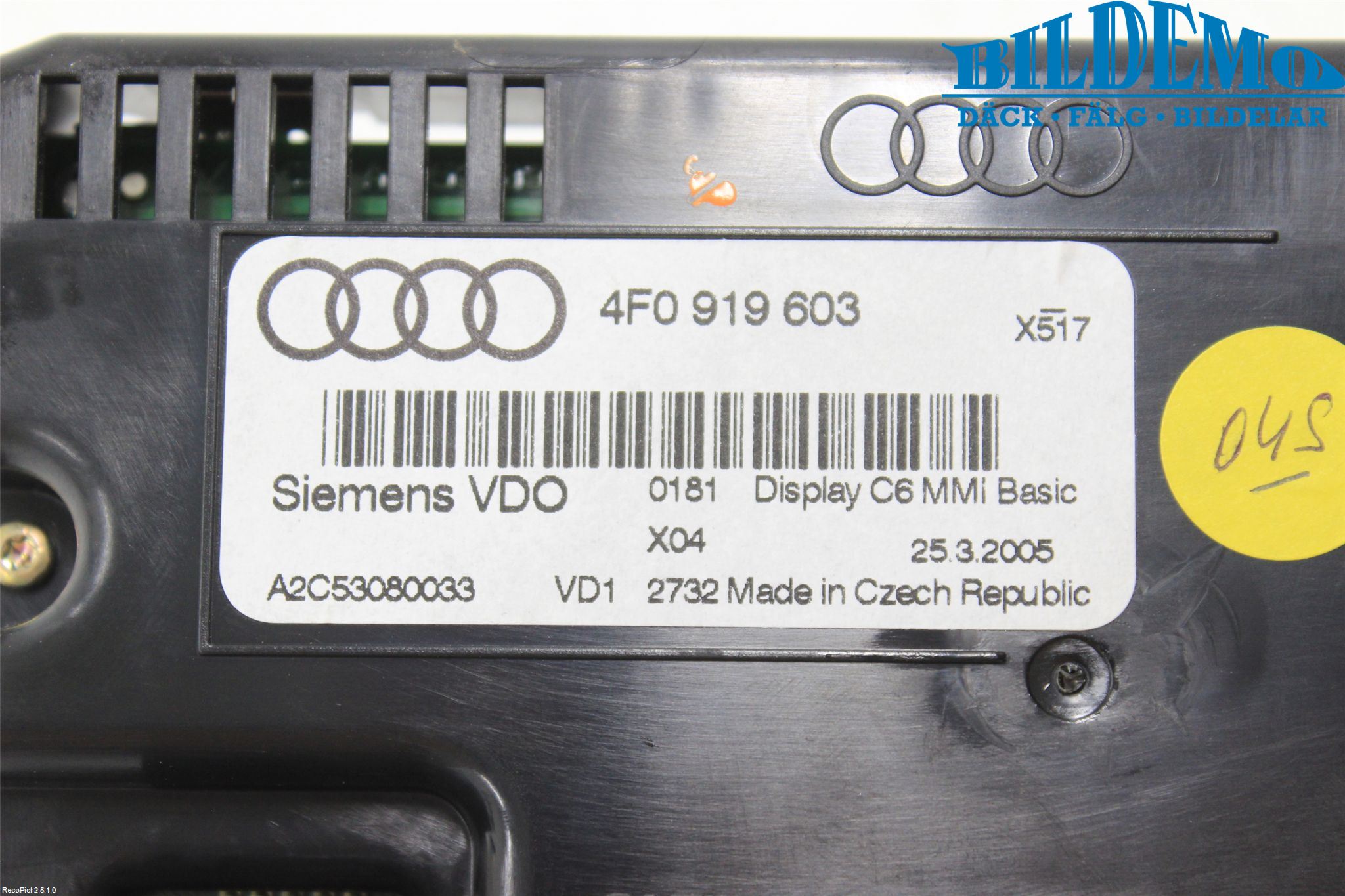 Audi A6/S6     05-11 Instr Skjerm Dvd-Gps-Ac-Tlf