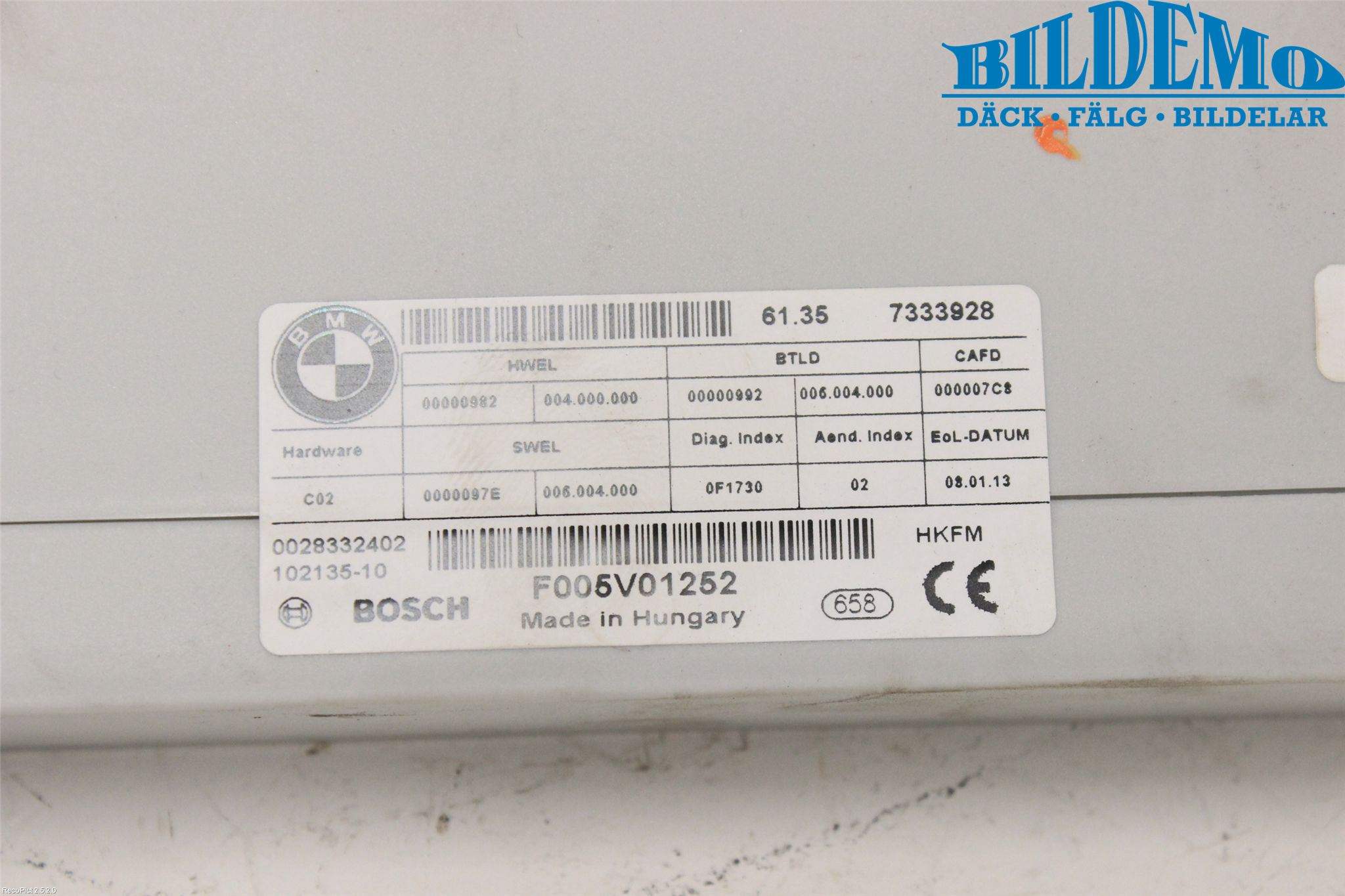 BMW 5 F10/F11/F18 09-17 Styreenhet Øvrig