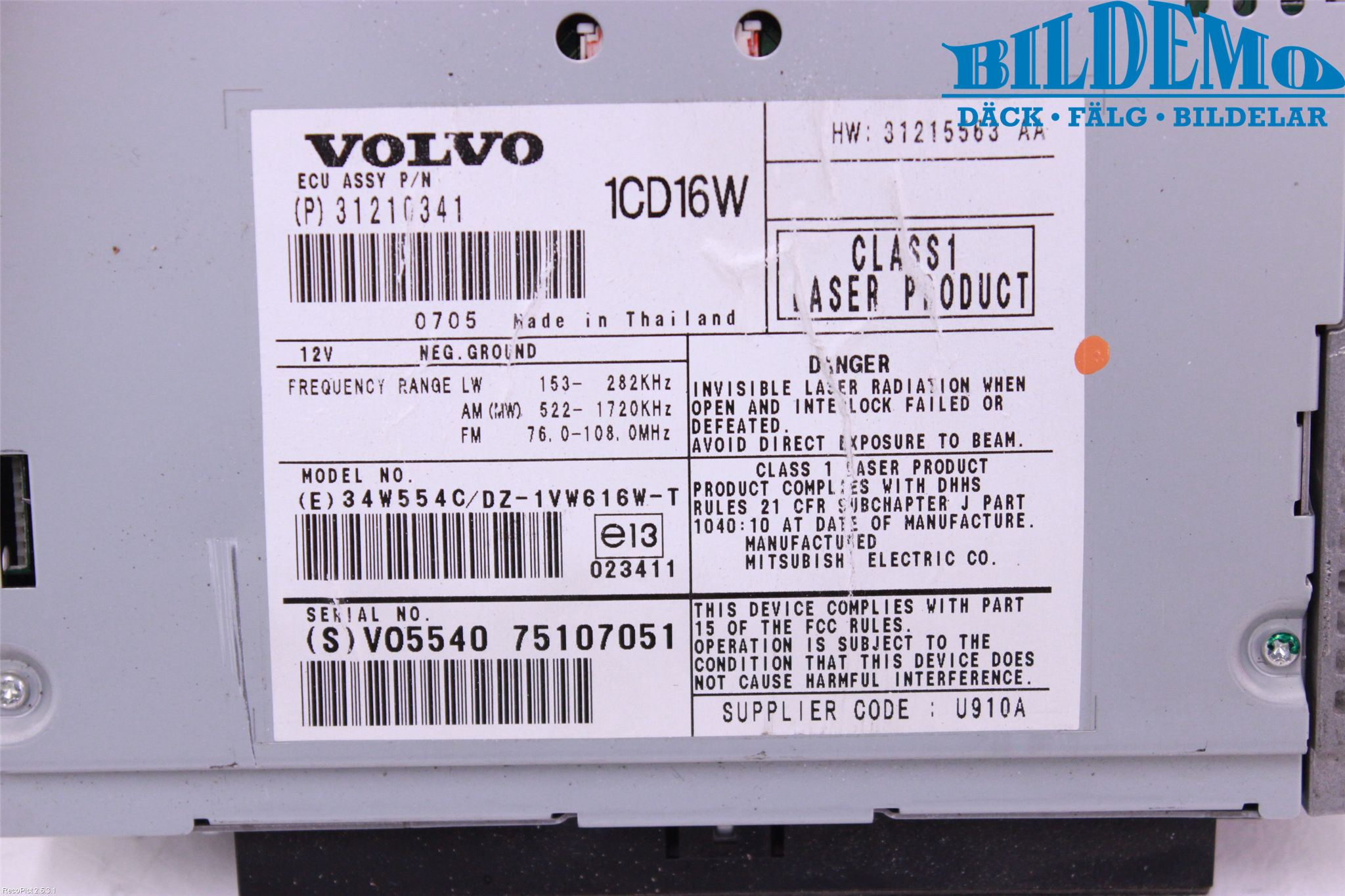 Volvo V50 08-12 Stereo Radio Med Cd