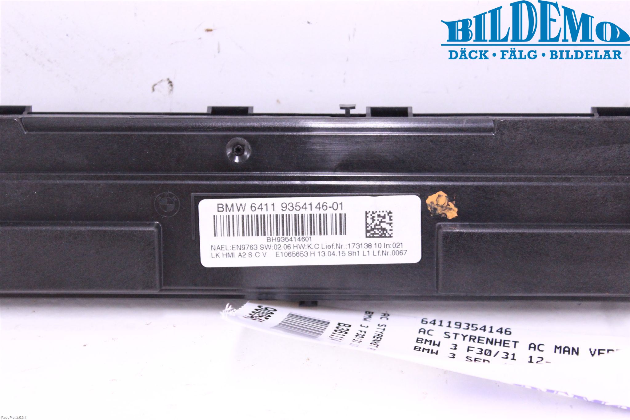 BMW 3 F30/F31/F80 12-19 Varme Ac Betjening-Display
