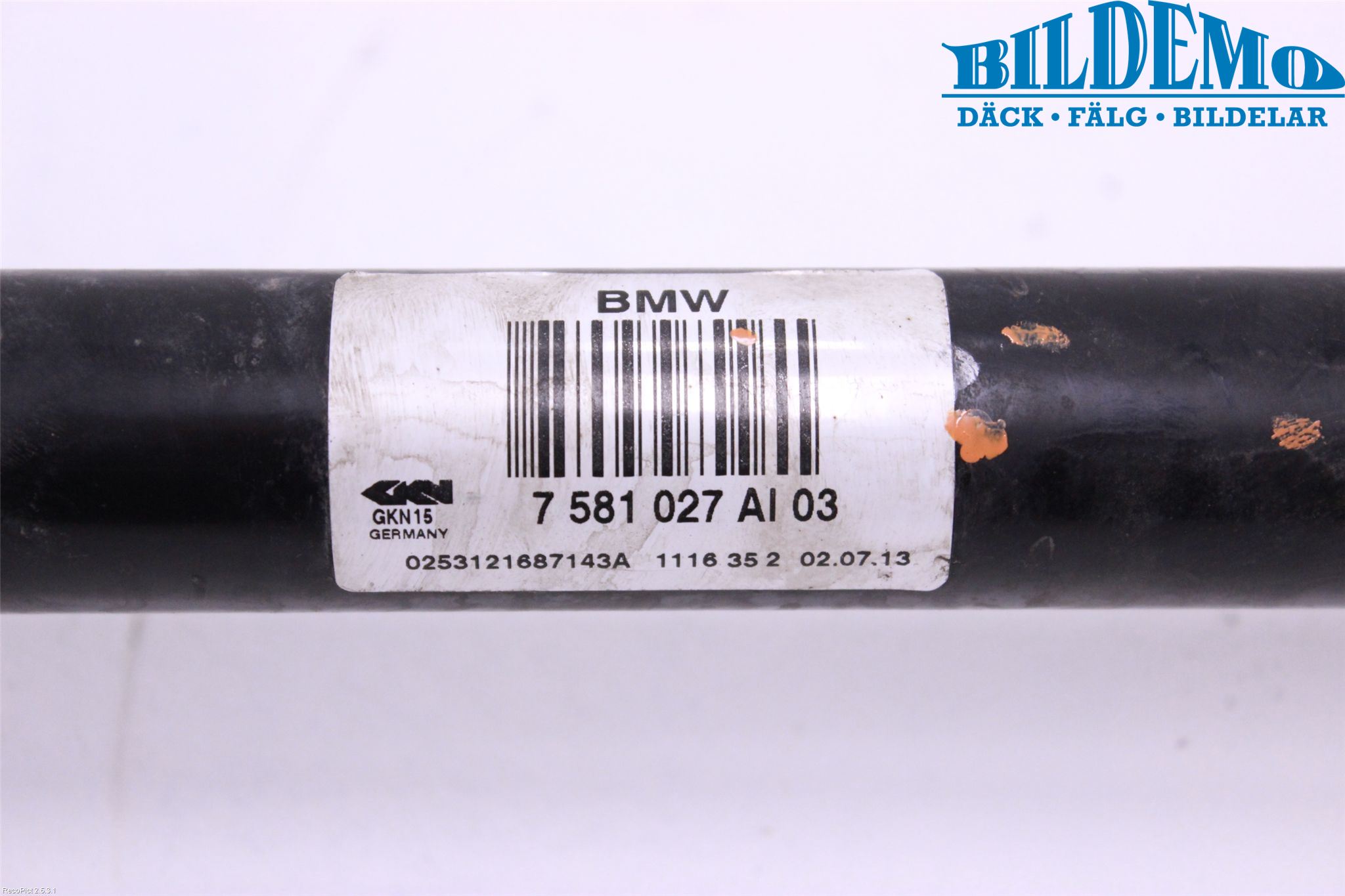 BMW 5 F10/F11/F18 09-17 Drivaksel Bak Kompl Venstre