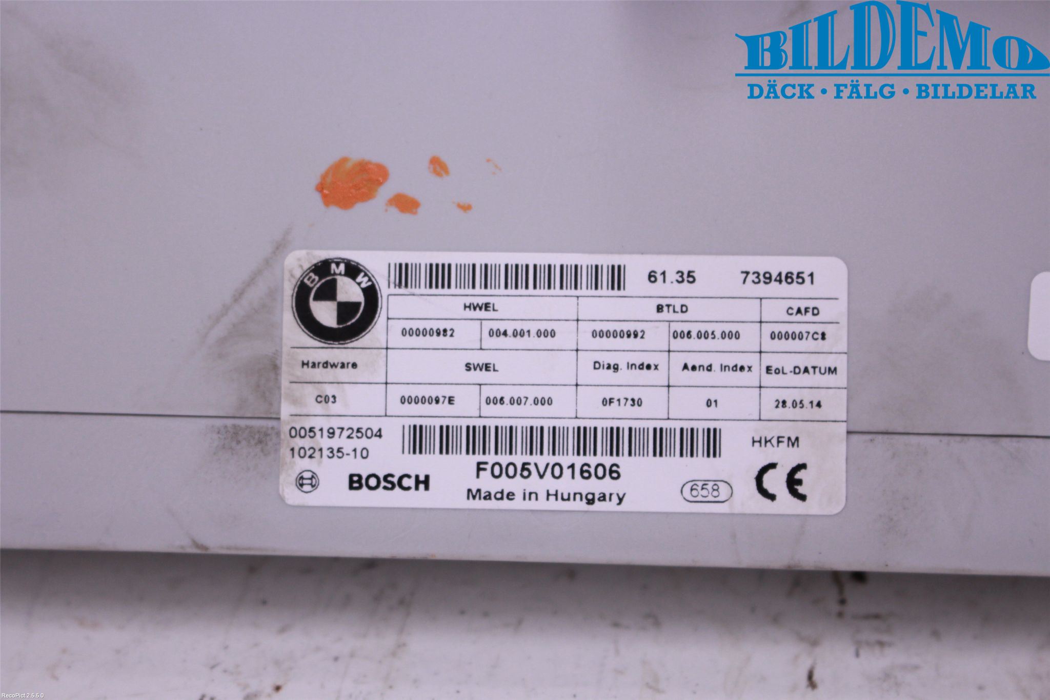 BMW 5 F10/F11/F18 09-17 Styreenhet Øvrig