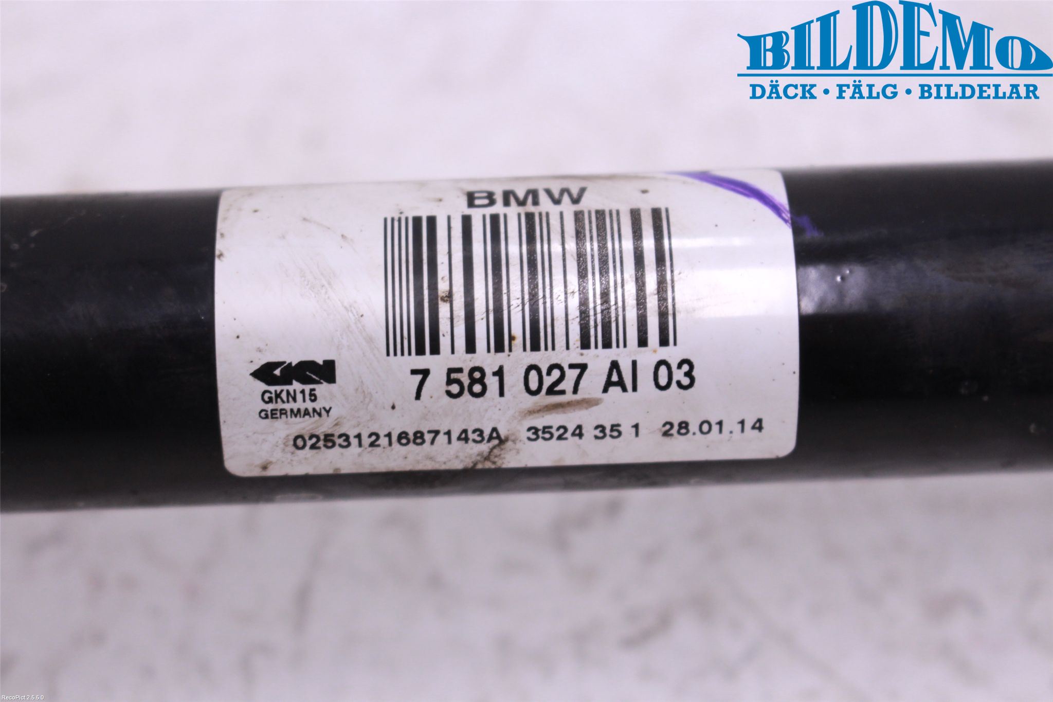 BMW 5 F10/F11/F18 09-17 Drivaksel Bak Kompl Venstre