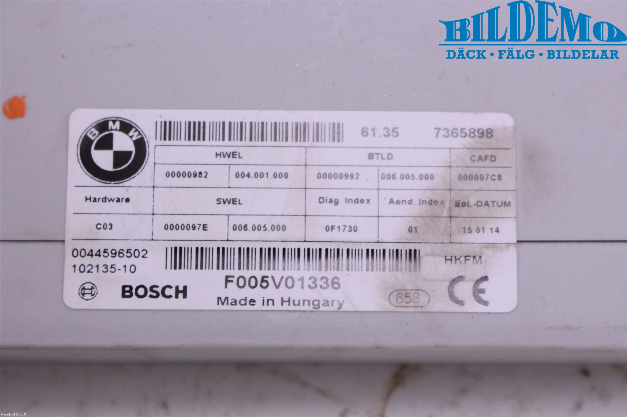 BMW 5 F10/F11/F18 09-17 Styreenhet Øvrig