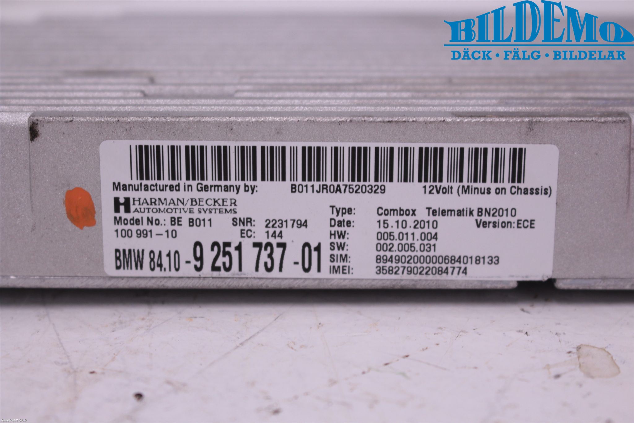 BMW 5 F10/F11/F18 09-17 Styreenhet Øvrig