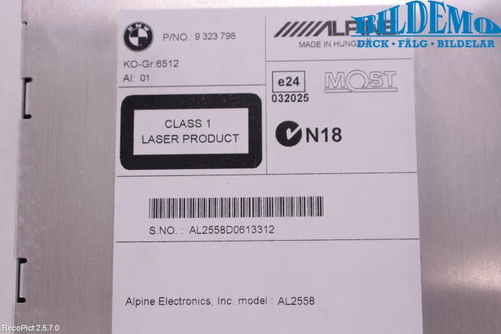 BMW X3 F25 10-17 Stereo Radio Med Cd