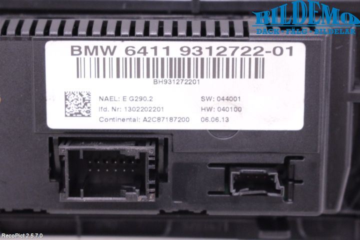 BMW X3 F25 10-17 Varme Ac Betjening-Display
