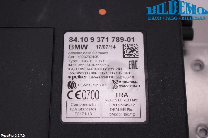 BMW 3 F30/F31/F80 12-19 Styreenhet Øvrig
