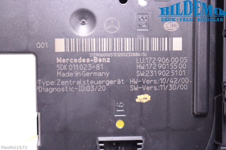 Mercedes-Benz MB SLK/SLC-KLASS (R172) 11-20 Sikringsboks - Elsentral