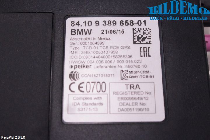 BMW 1 F20/F21 11-19 Styreenhet Øvrig