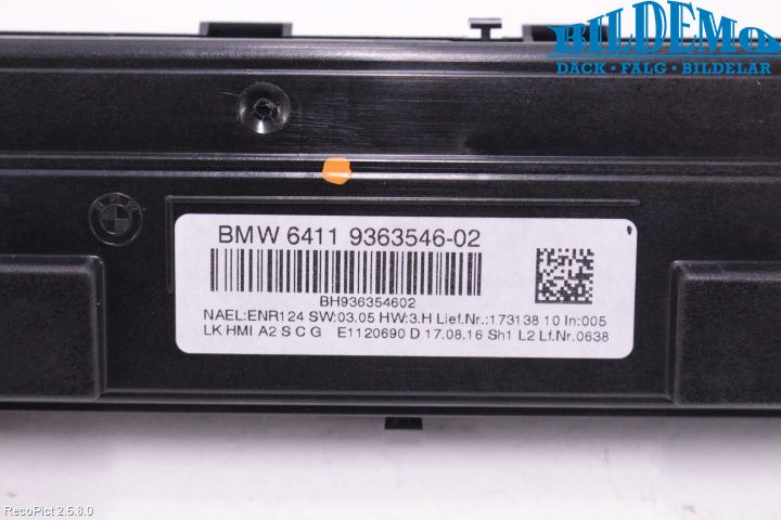 BMW 1 F20/F21 11-19 Varme Ac Betjening-Display