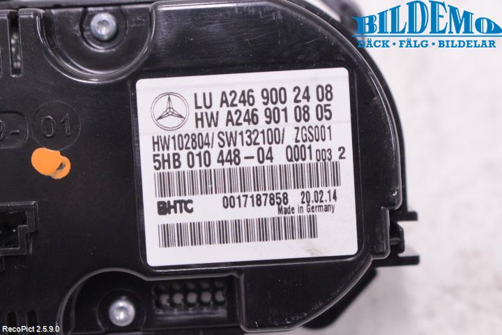 Mercedes-Benz MB B-KLASS (W246/W242) 12-19 Varme Ac Betjening-Display