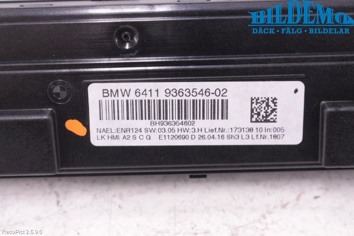 BMW 3 F30/F31/F80 12-19 Varme Ac Betjening-Display