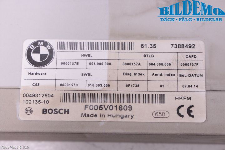 BMW 3 GT F34 13-19 Styreenhet Bakluke