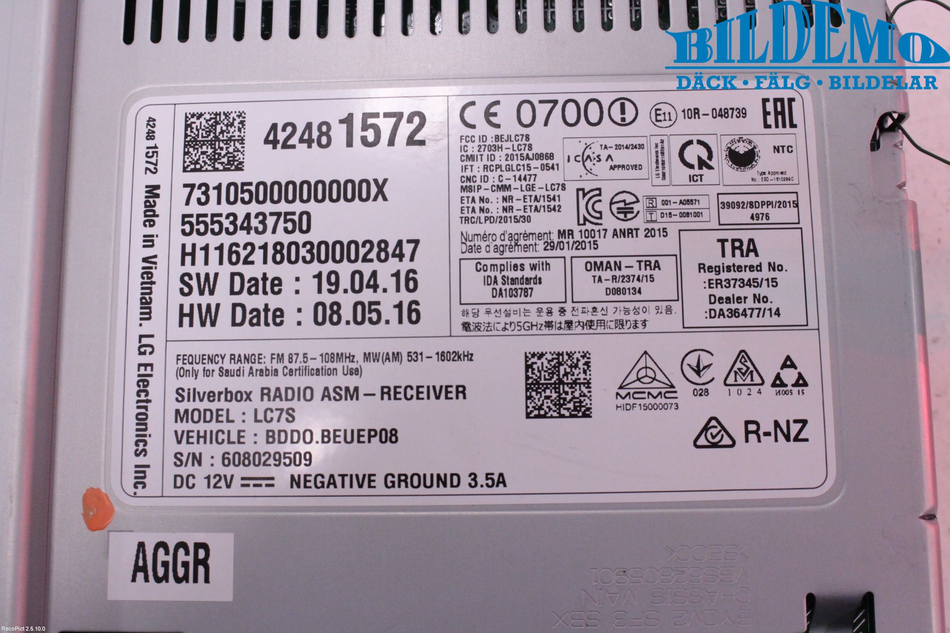 Opel ASTRA K 16-22 Stereo Radio Øvrig