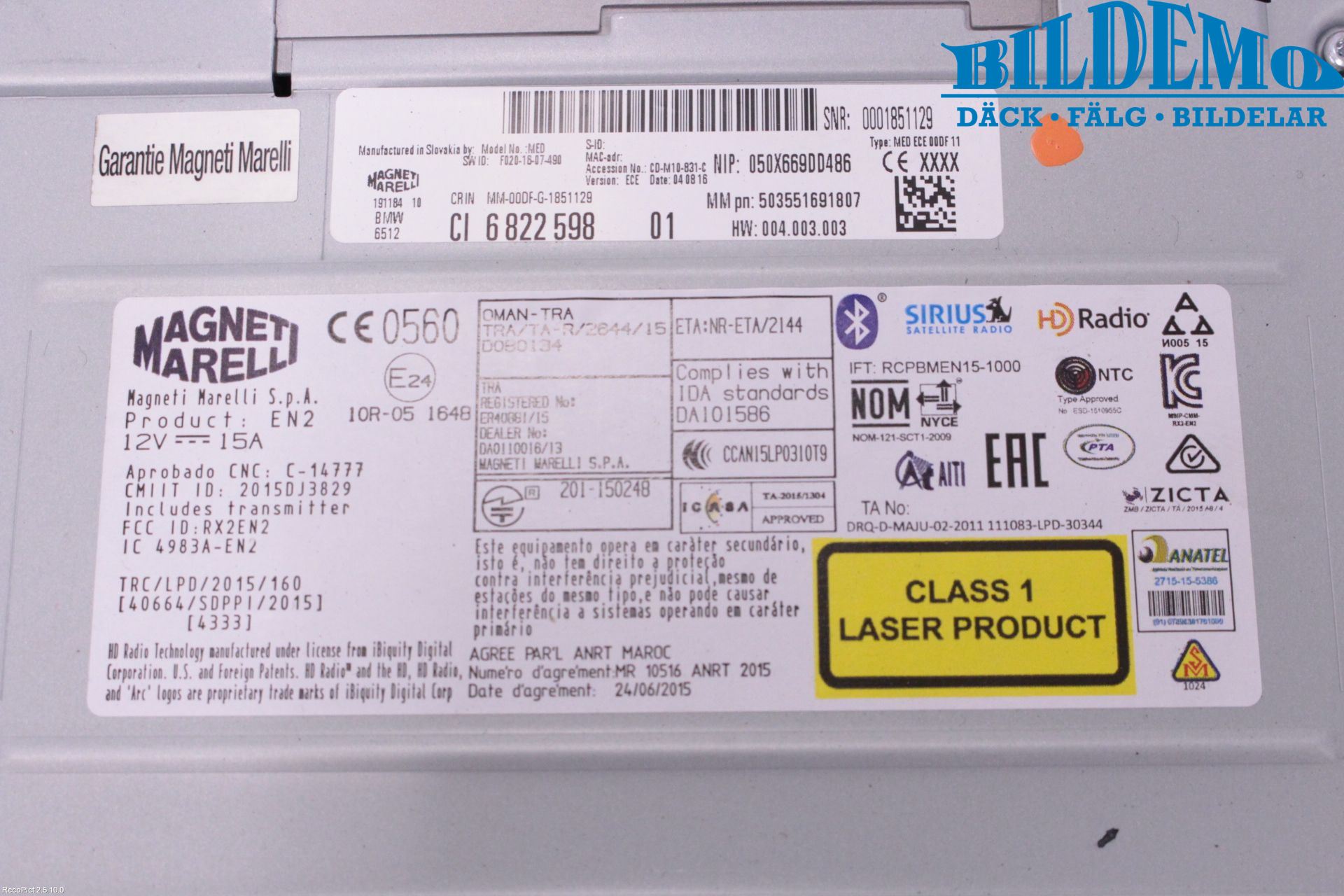 BMW 1 F20/F21 11-19 Stereo Radio Med Cd