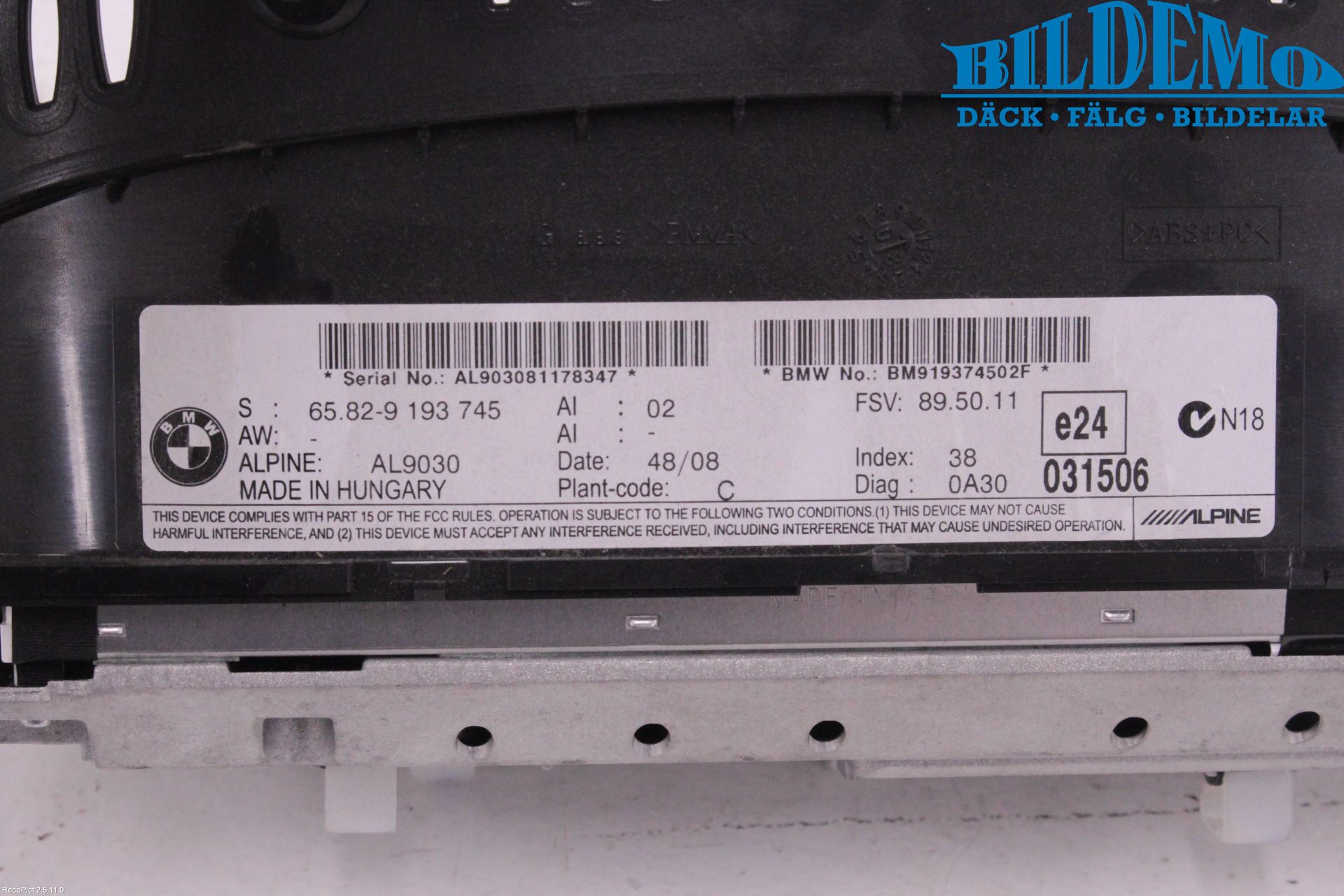 BMW 3 E90/91 SED/TOU 05-12 Instr Skjerm Dvd-Gps-Ac-Tlf