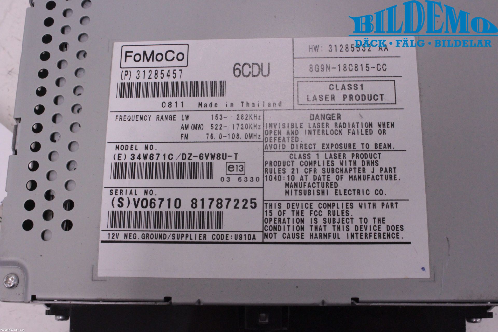 Volvo V70 08-13 Stereo Radio Med Cd